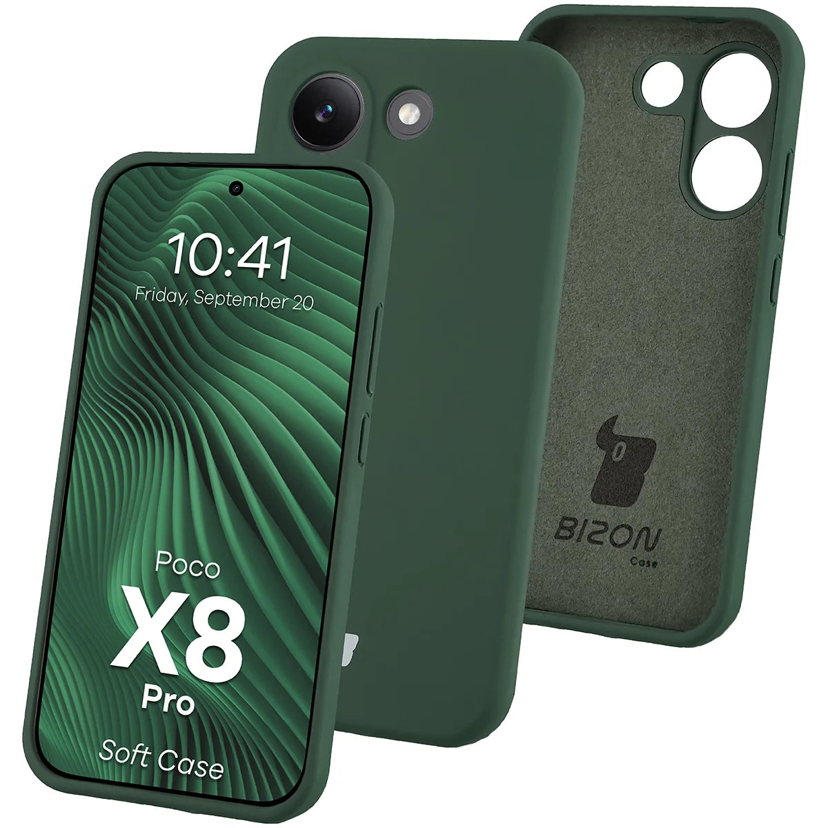 Silikon Handyhülle für Xiaomi POCO X8 Pro, Bizon Soft Case, Dunkelgrün
