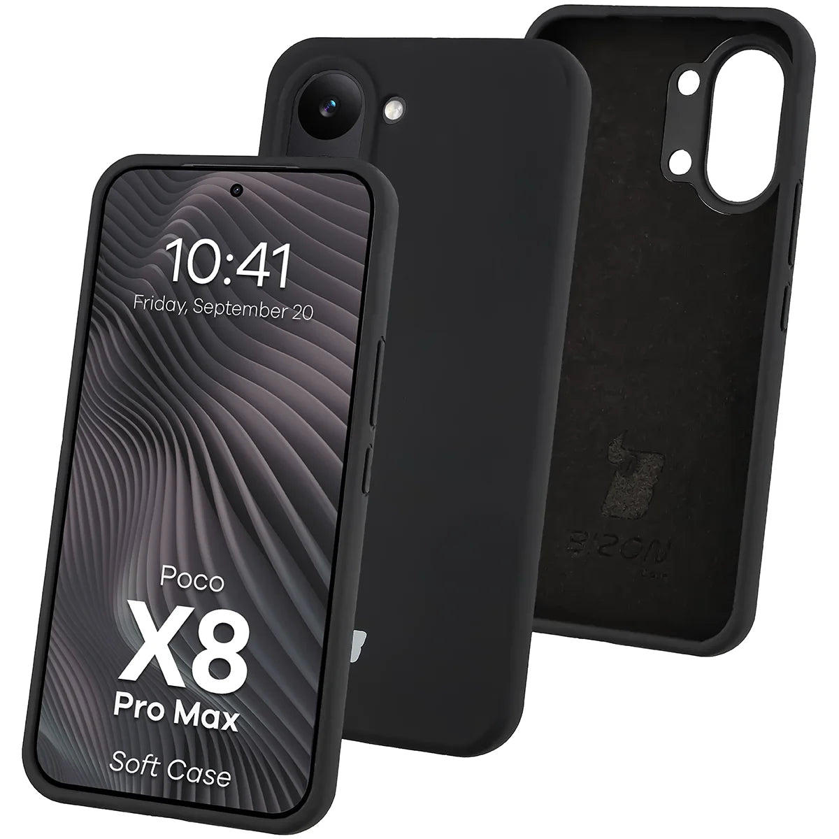 Silikon Handyhülle für Xiaomi POCO X8 Pro Max, Bizon Soft Case, Schwarz