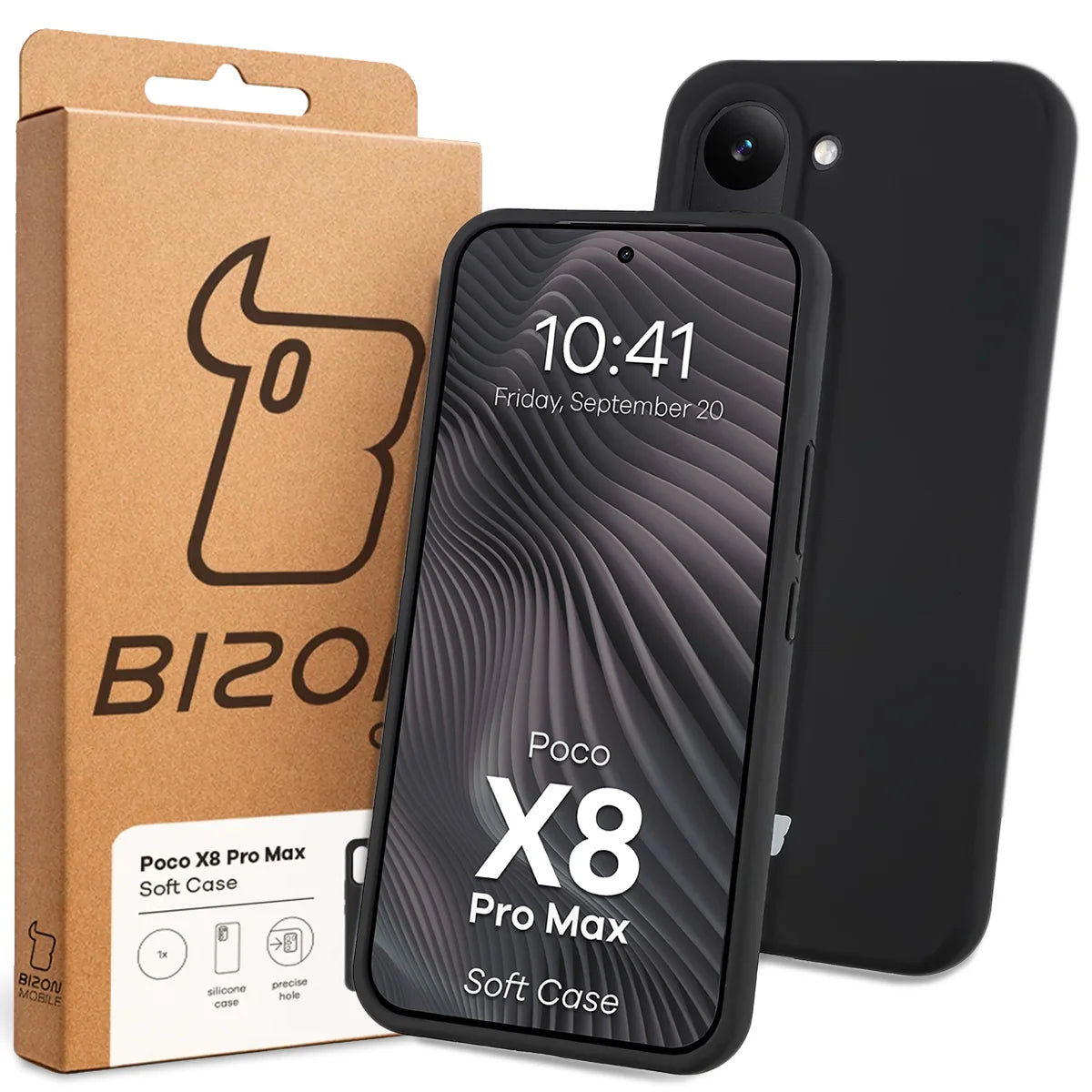 Silikon Handyhülle für Xiaomi POCO X8 Pro Max, Bizon Soft Case, Schwarz