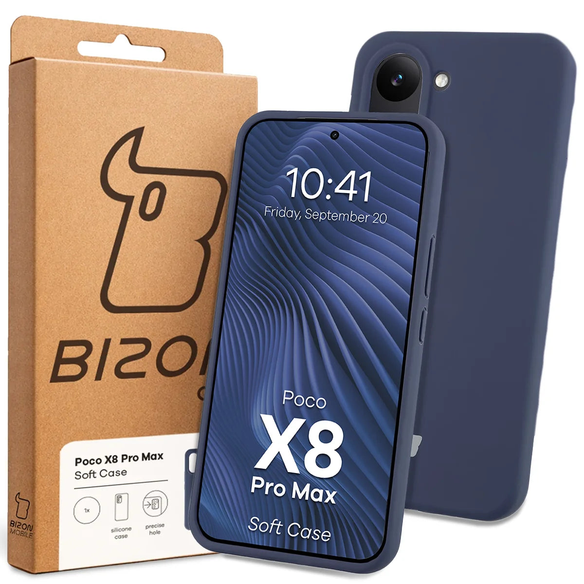 Silikon Handyhülle für Xiaomi POCO X8 Pro Max, Bizon Soft Case, Dunkelblau