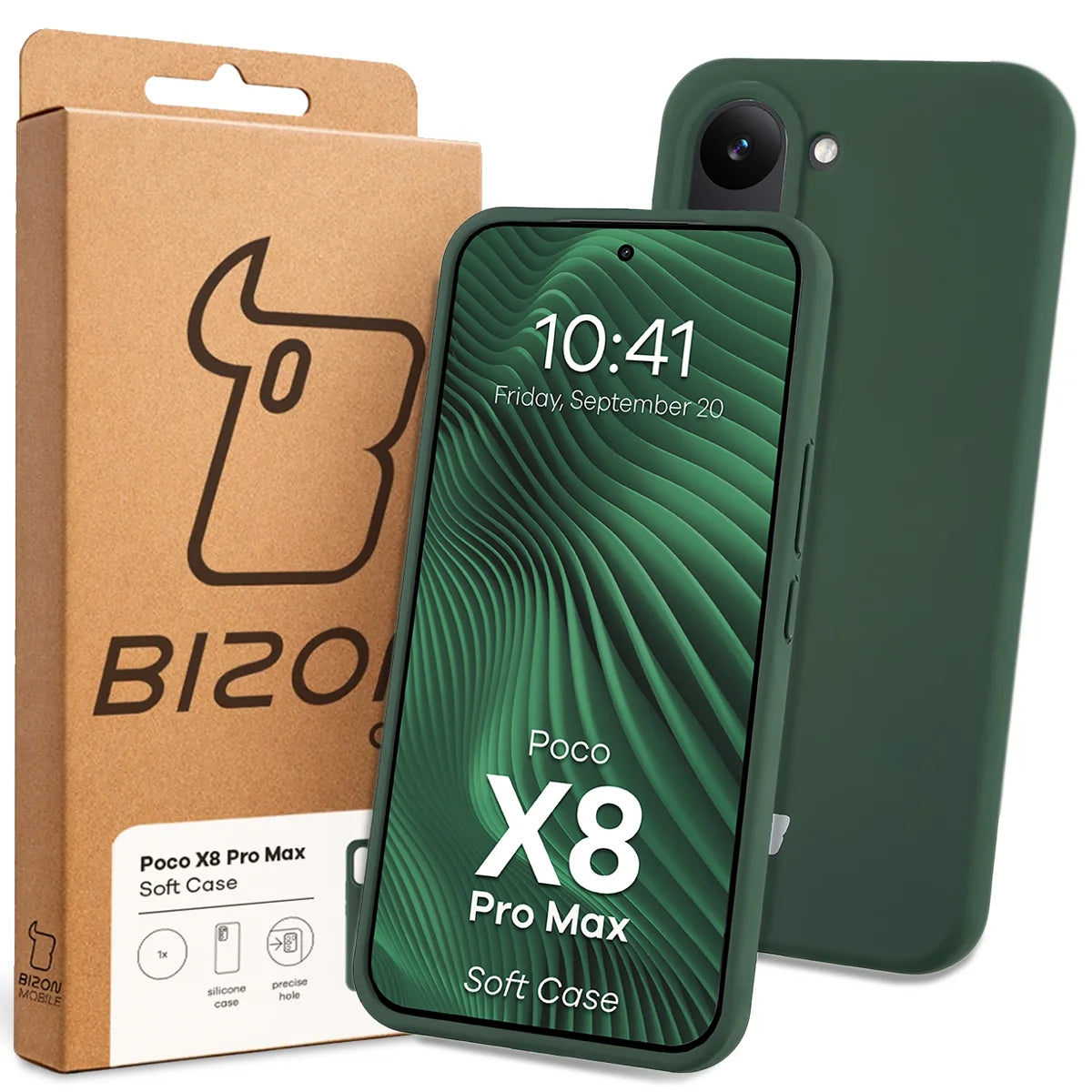 Silikon Handyhülle für Xiaomi POCO X8 Pro Max, Bizon Soft Case, Dunkelgrün