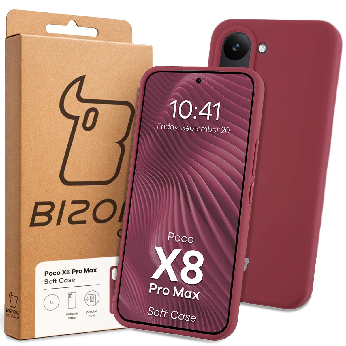 Silikon Handyhülle für Xiaomi POCO X8 Pro Max, Bizon Soft Case, Pflaumenfarbe