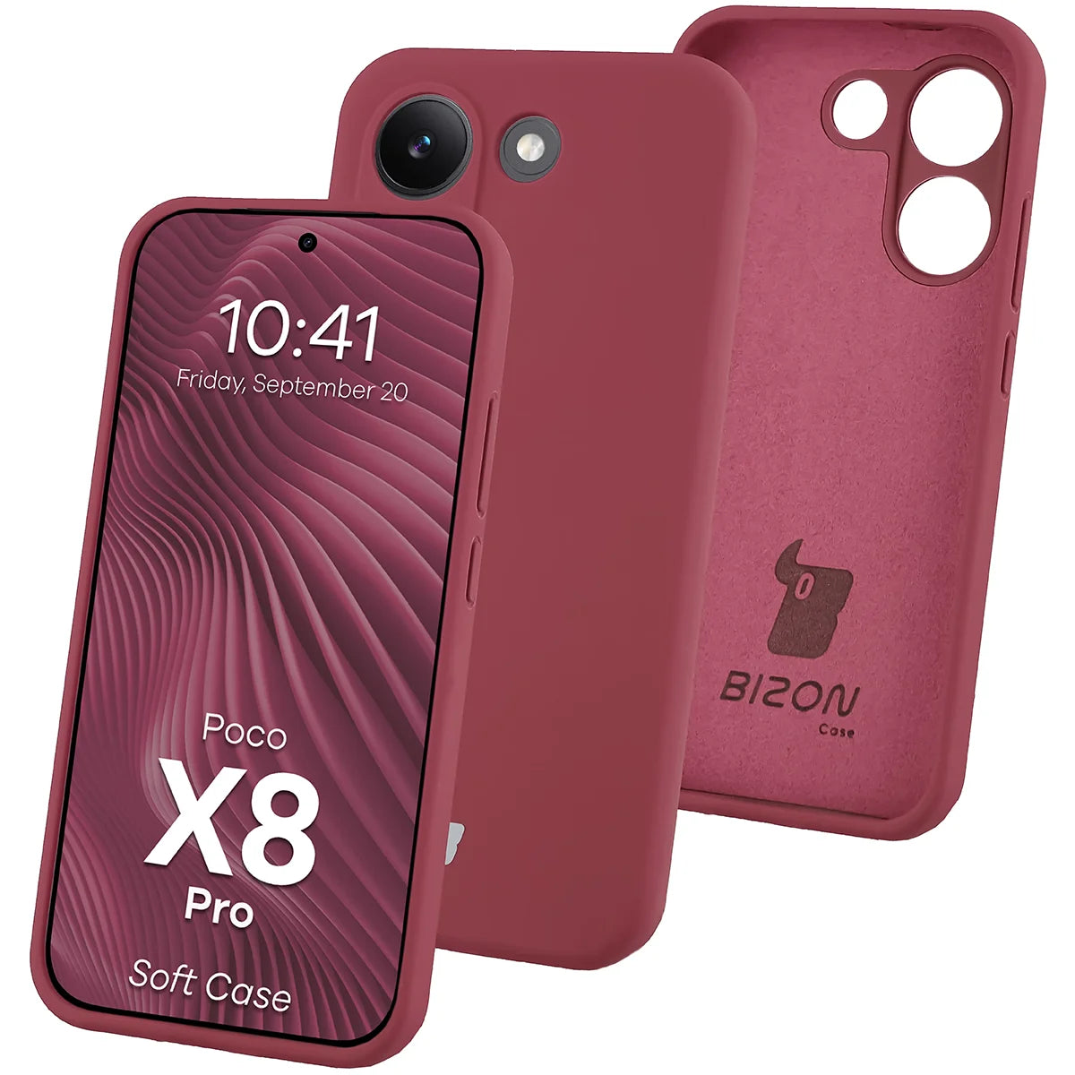 Silikon Handyhülle für Xiaomi POCO X8 Pro, Bizon Soft Case, Pflaumenfarbe