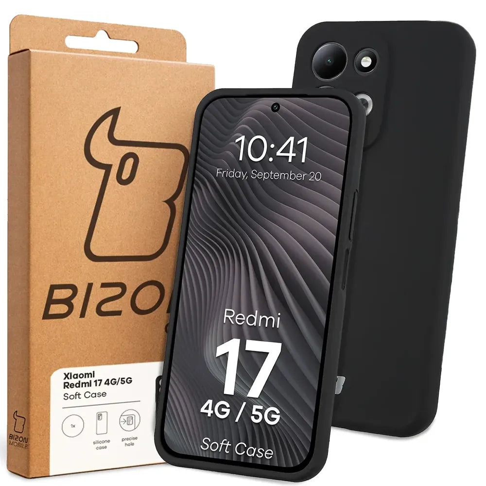 Silikon Handyhülle für Xiaomi Redmi 17 4G/5G, Bizon Soft Case, Schwarz (7/7)