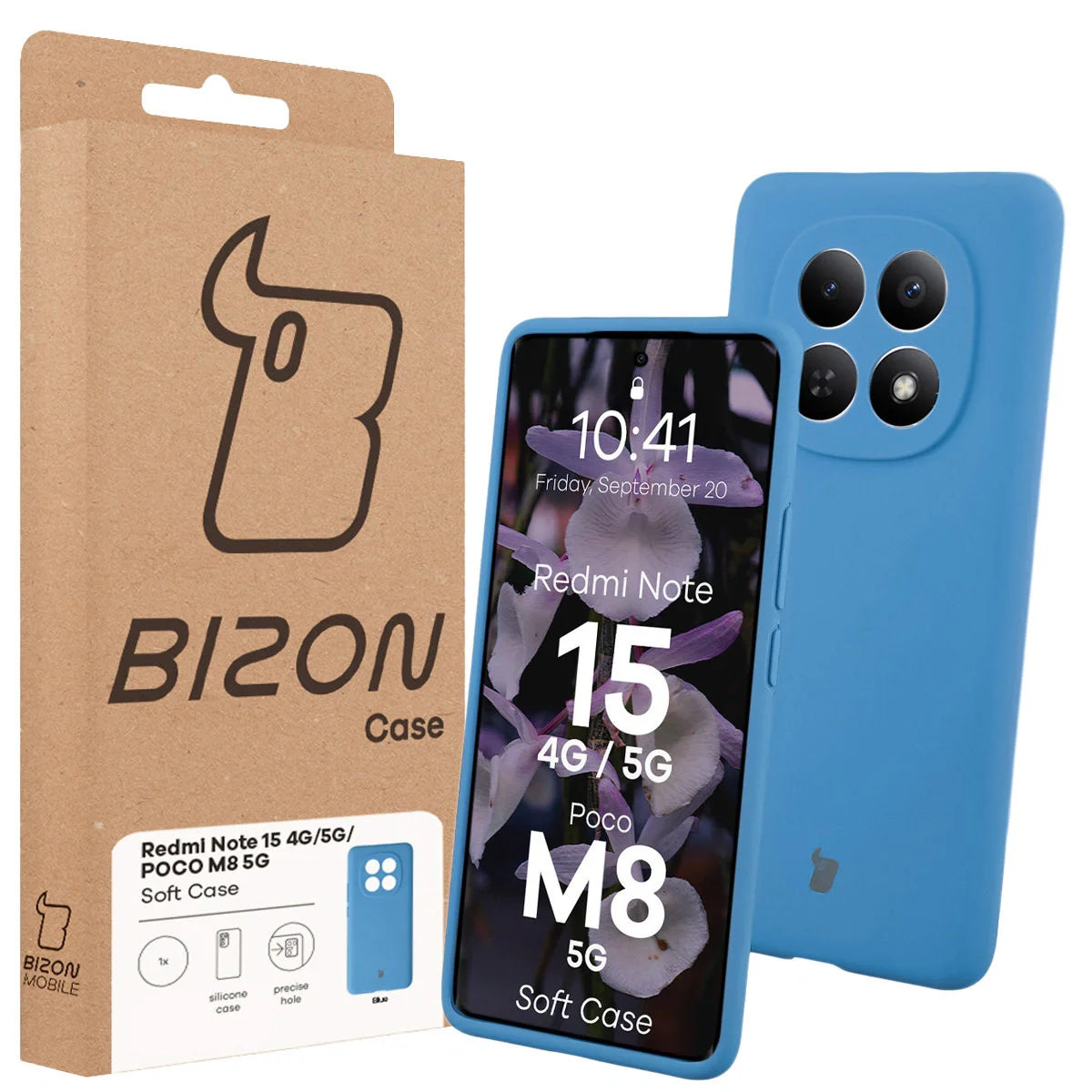 Silikon Handyhülle für Xiaomi Redmi Note 15 / POCO M8 5G, Bizon Soft Case, Blau