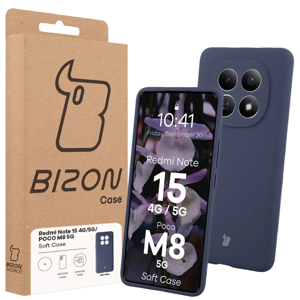 Silikon Handyhülle für Xiaomi Redmi Note 15 / POCO M8 5G, Bizon Soft Case, Dunkelblau