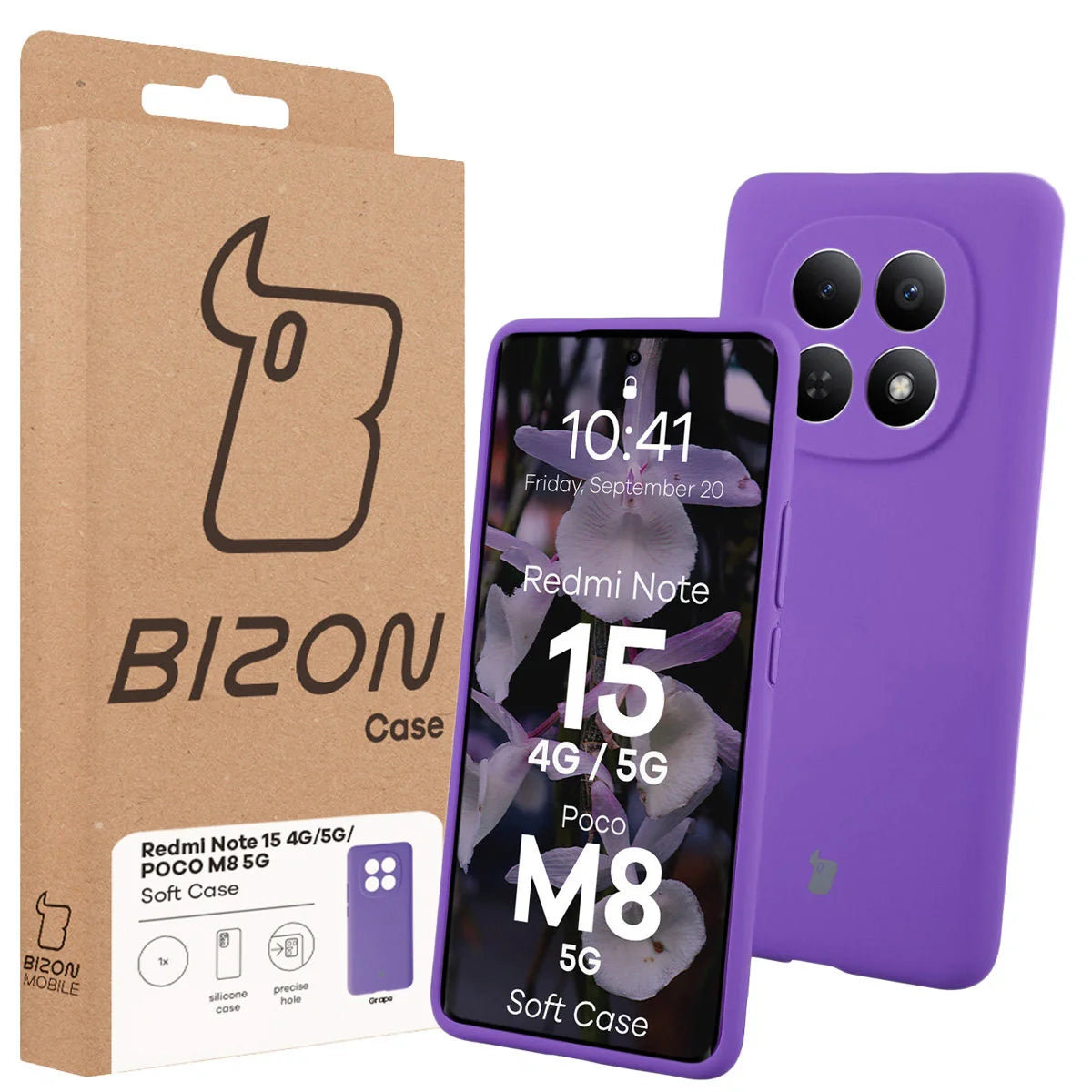 Silikon Handyhülle für Xiaomi Redmi Note 15 / POCO M8 5G, Bizon Soft Case, Violett