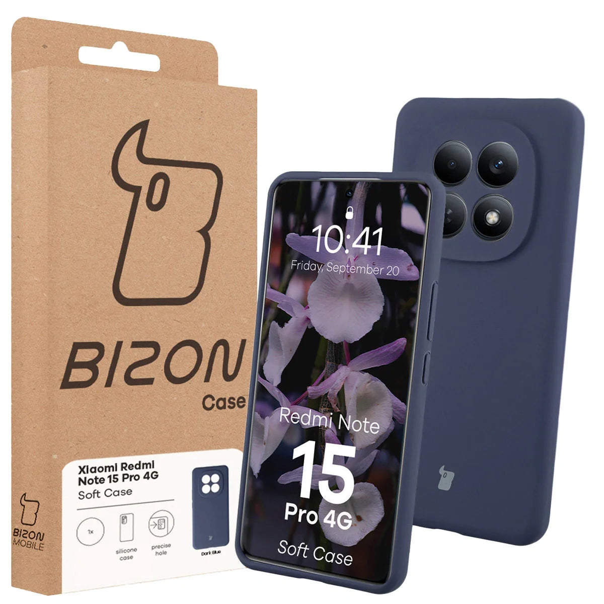 Silikon Handyhülle für Xiaomi Redmi Note 15 Pro 4G, Bizon Soft Case, Dunkelblau
