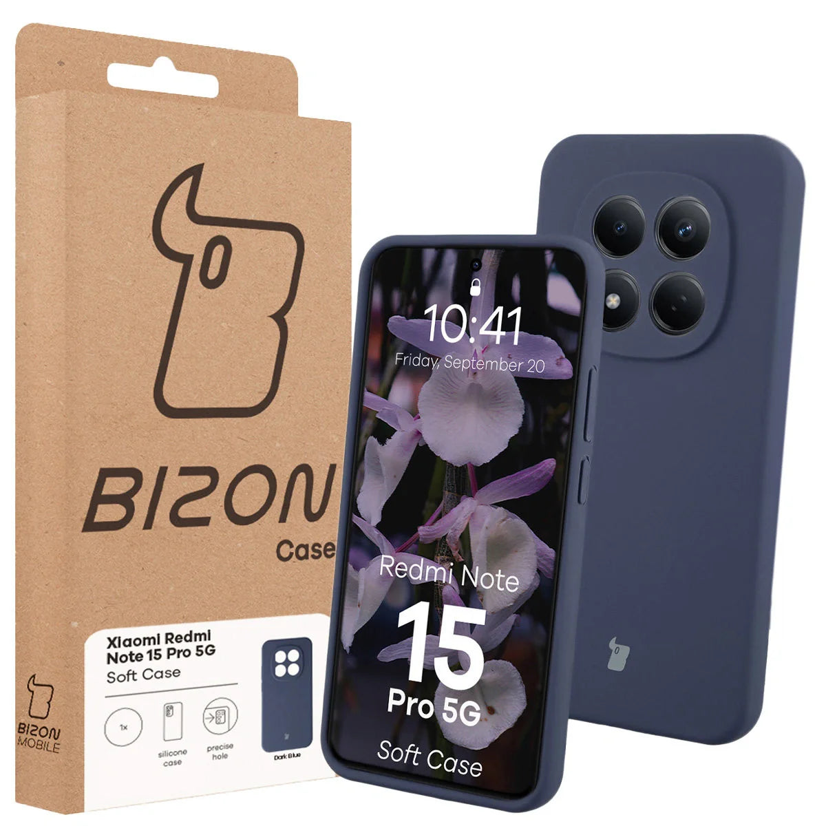 Silikon Handyhülle für Xiaomi Redmi Note 15 Pro 5G, Bizon Soft Case, Dunkelblau