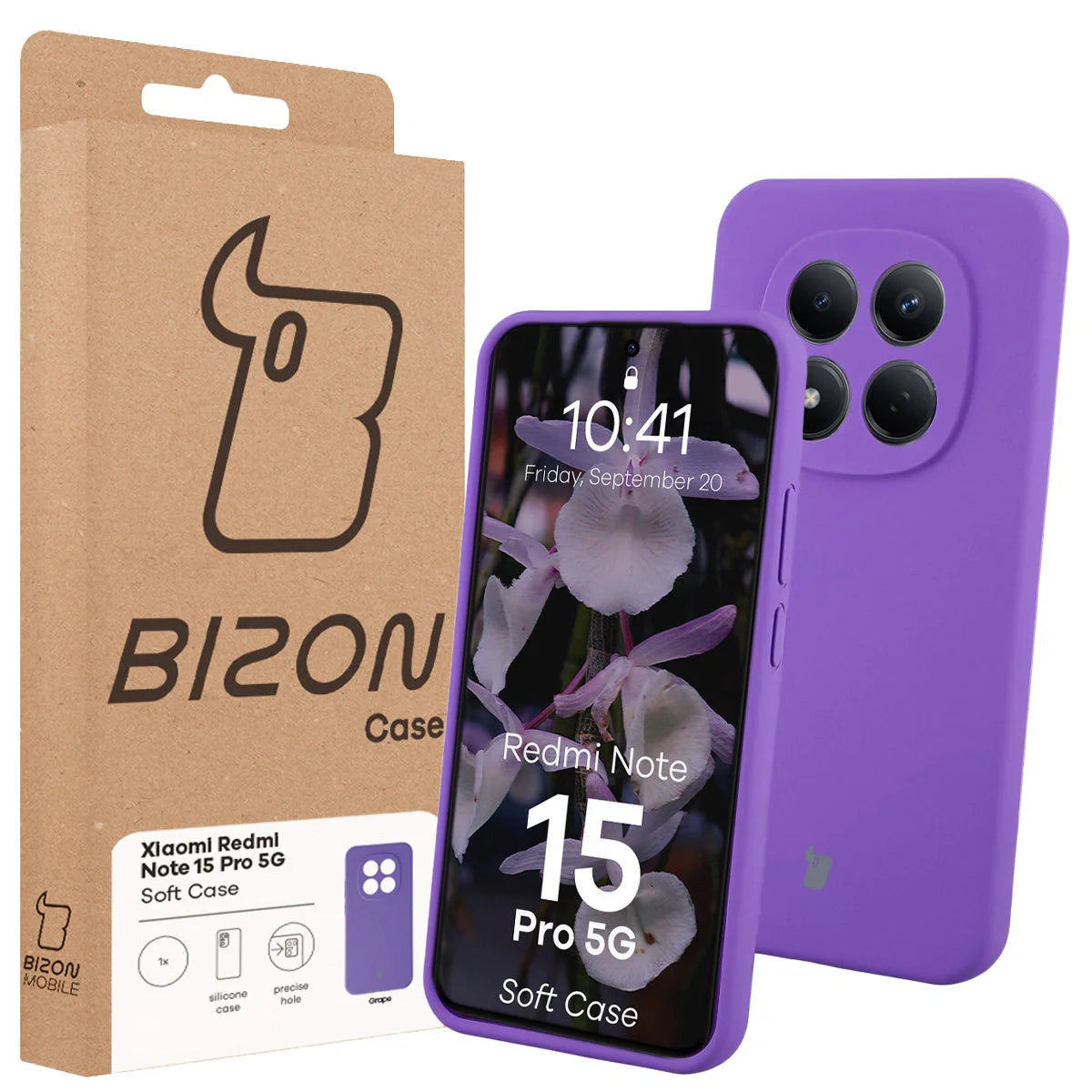 Silikon Handyhülle für Xiaomi Redmi Note 15 Pro 5G, Bizon Soft Case, Violett