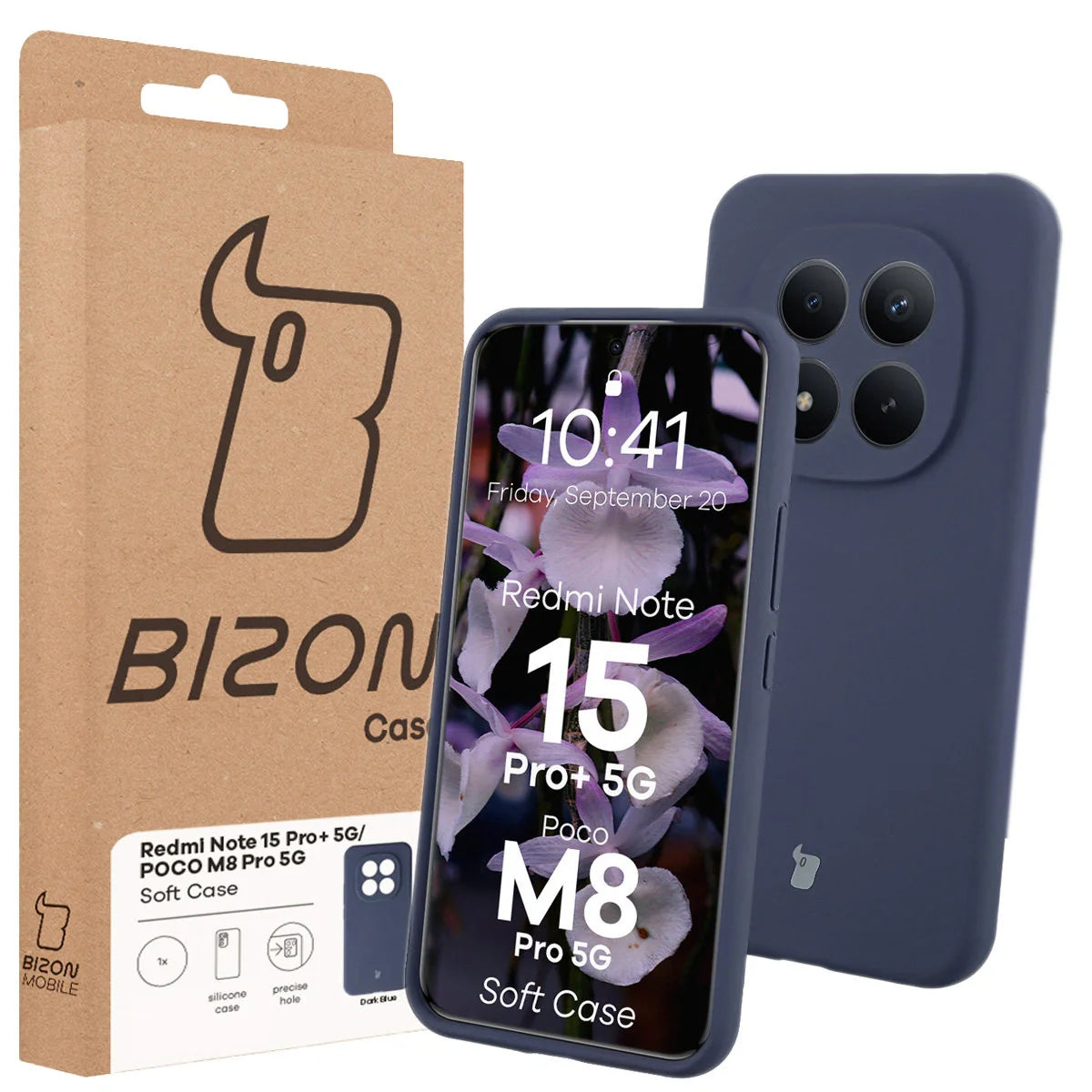 Silikon Handyhülle für Xiaomi Redmi Note 15 Pro Plus 5G / POCO M8 Pro 5G, Bizon Soft Case, Dunkelblau