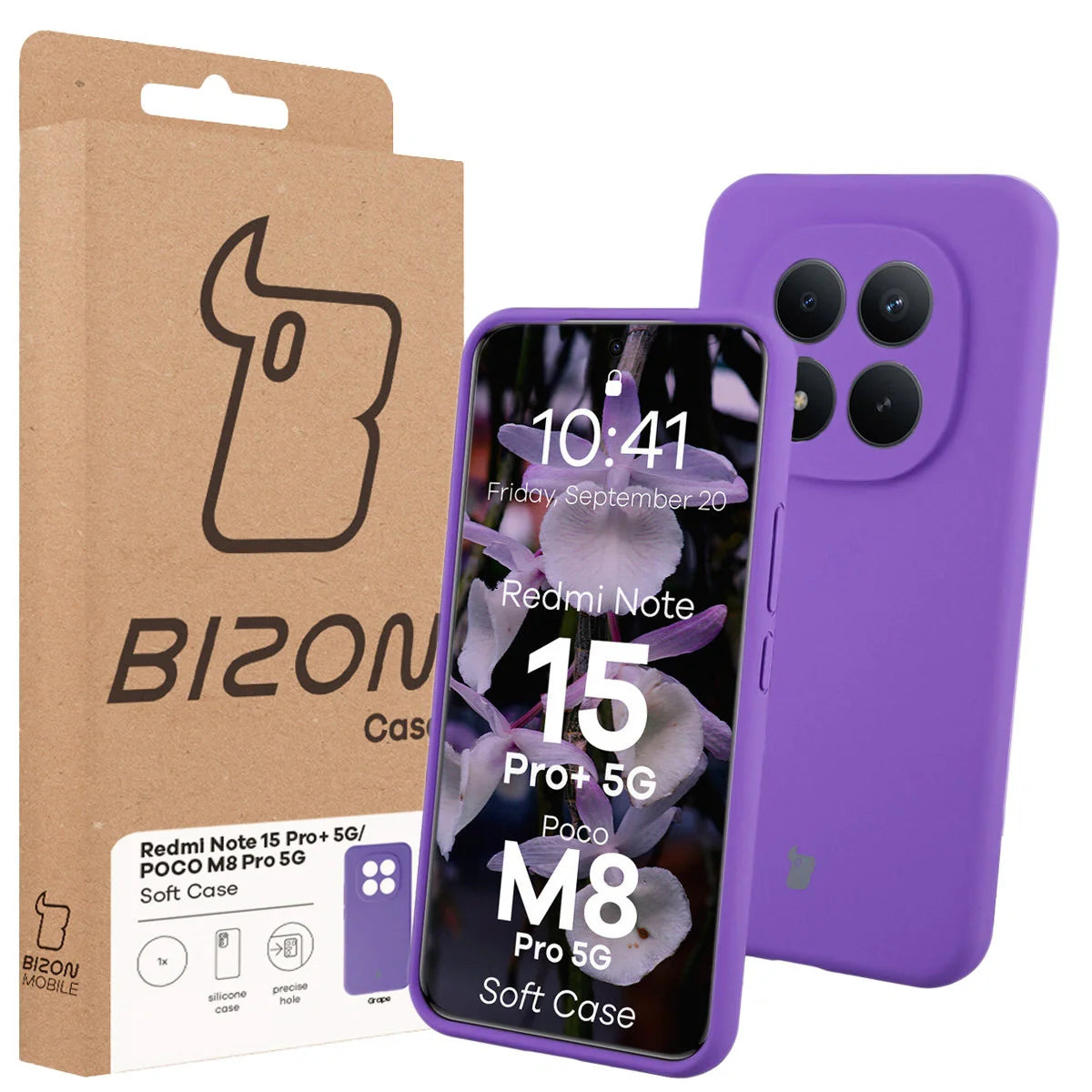 Silikon Handyhülle für Xiaomi Redmi Note 15 Pro Plus 5G / POCO M8 Pro 5G, Bizon Soft Case, Violett