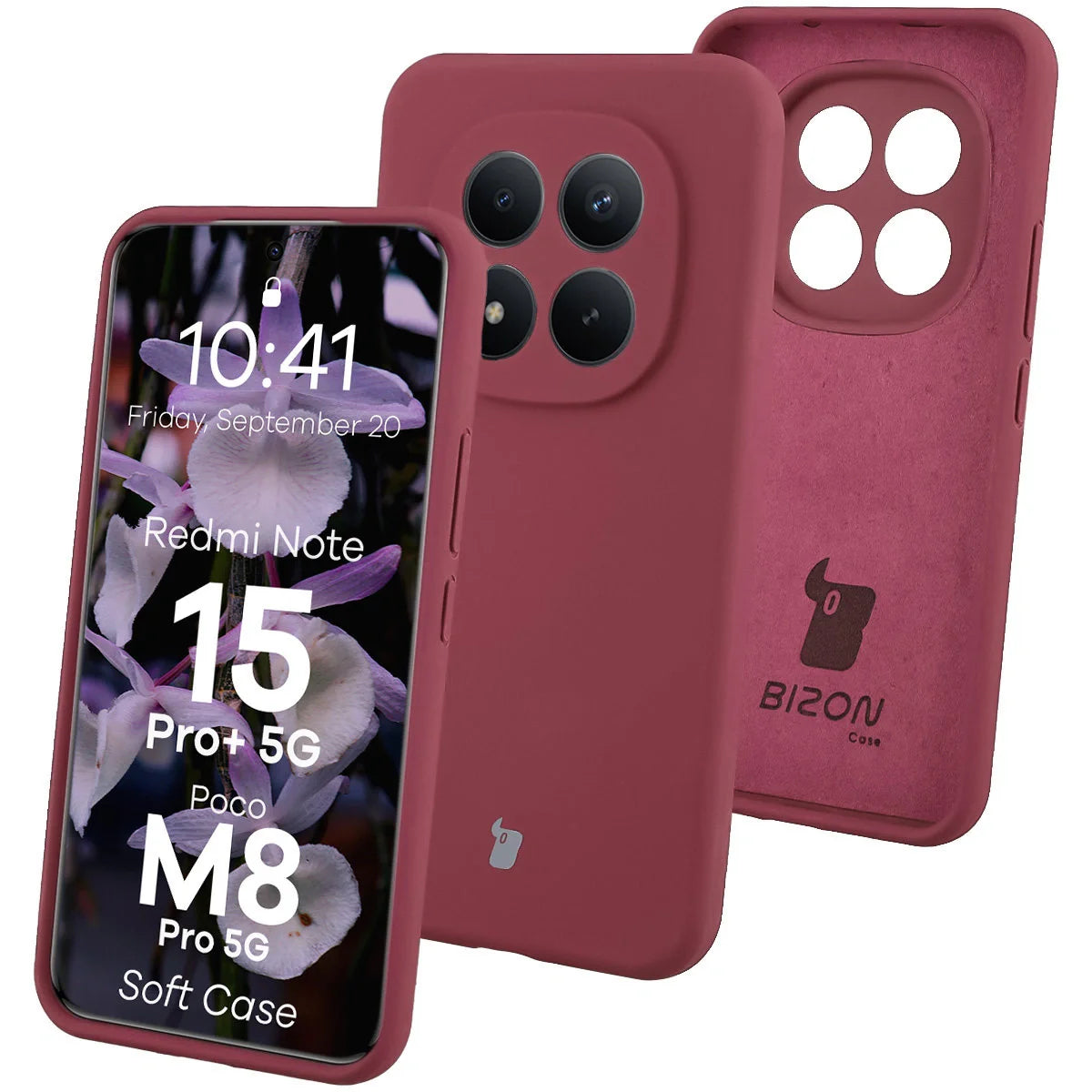 Silikon Handyhülle für Xiaomi Redmi Note 15 Pro Plus 5G / POCO M8 Pro 5G, Bizon Soft Case, Pflaumenfarbe