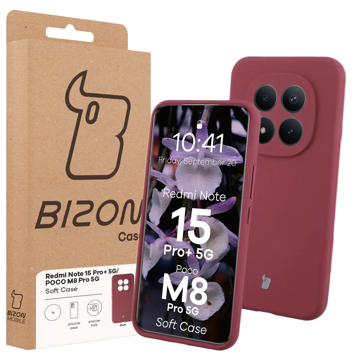 Silikon Handyhülle für Xiaomi Redmi Note 15 Pro Plus 5G / POCO M8 Pro 5G, Bizon Soft Case, Pflaumenfarbe