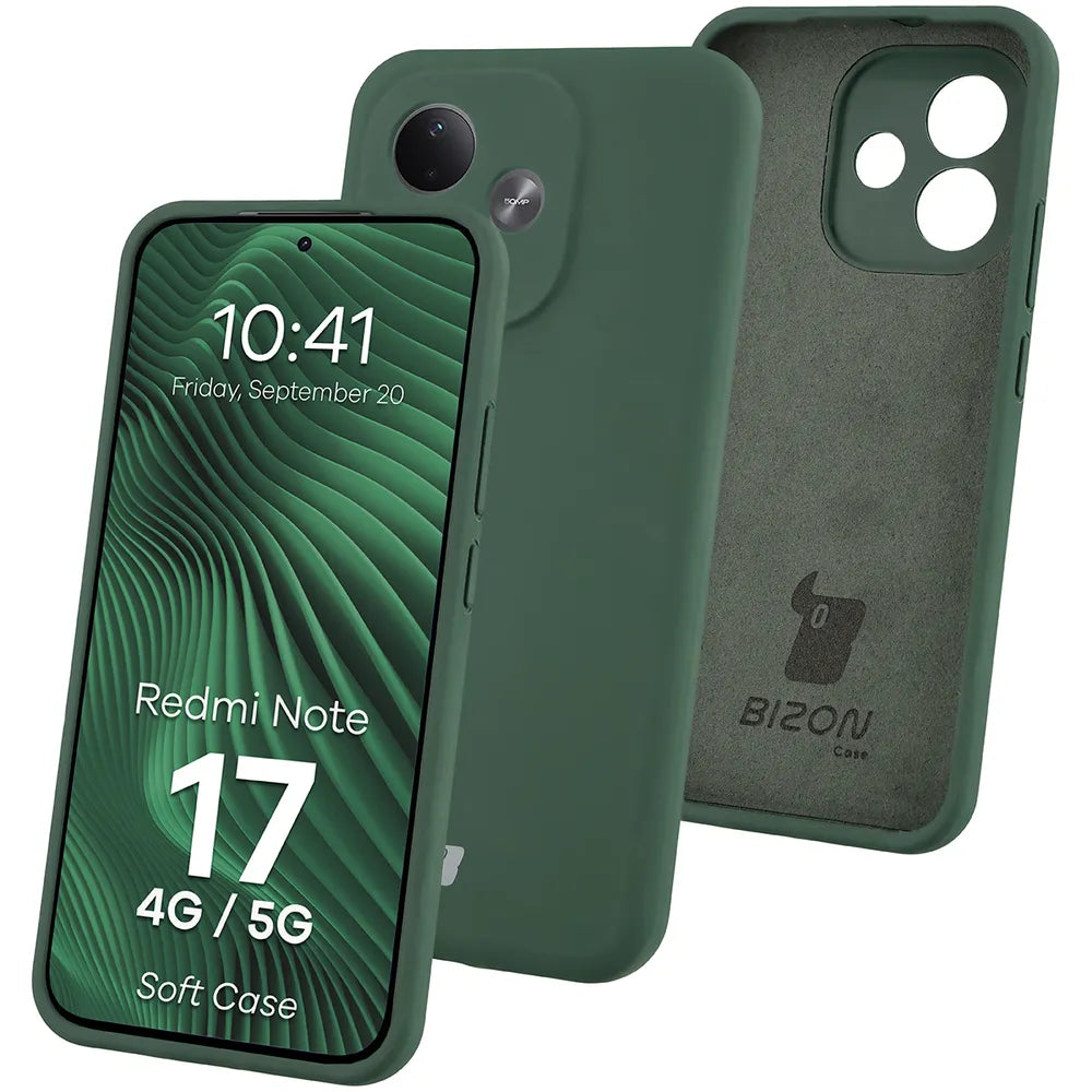 Silikon Handyhülle für Xiaomi Redmi Note 17 4G/5G, Bizon Soft Case, Dunkelgrün (1/7)