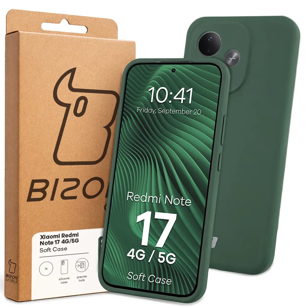 Silikon Handyhülle für Xiaomi Redmi Note 17 4G/5G, Bizon Soft Case, Dunkelgrün (7/7)