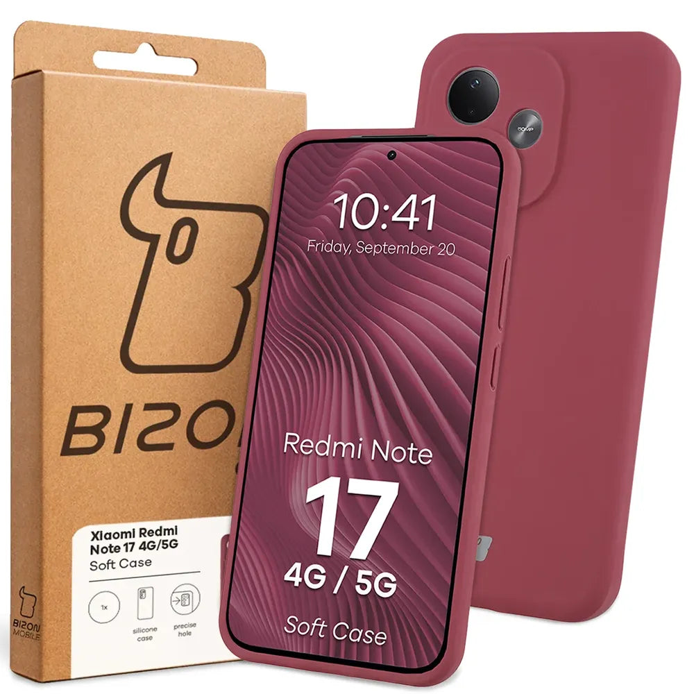 Silikon Handyhülle für Xiaomi Redmi Note 17 4G/5G, Bizon Soft Case, Pflaumenfarbe (7/7)