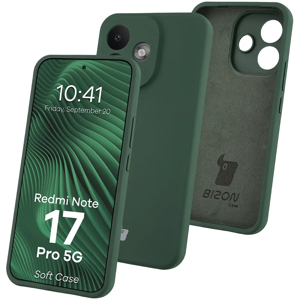 Silikon Handyhülle für Xiaomi Redmi Note 17 Pro 5G, Bizon Soft Case, Dunkelgrün (1/7)