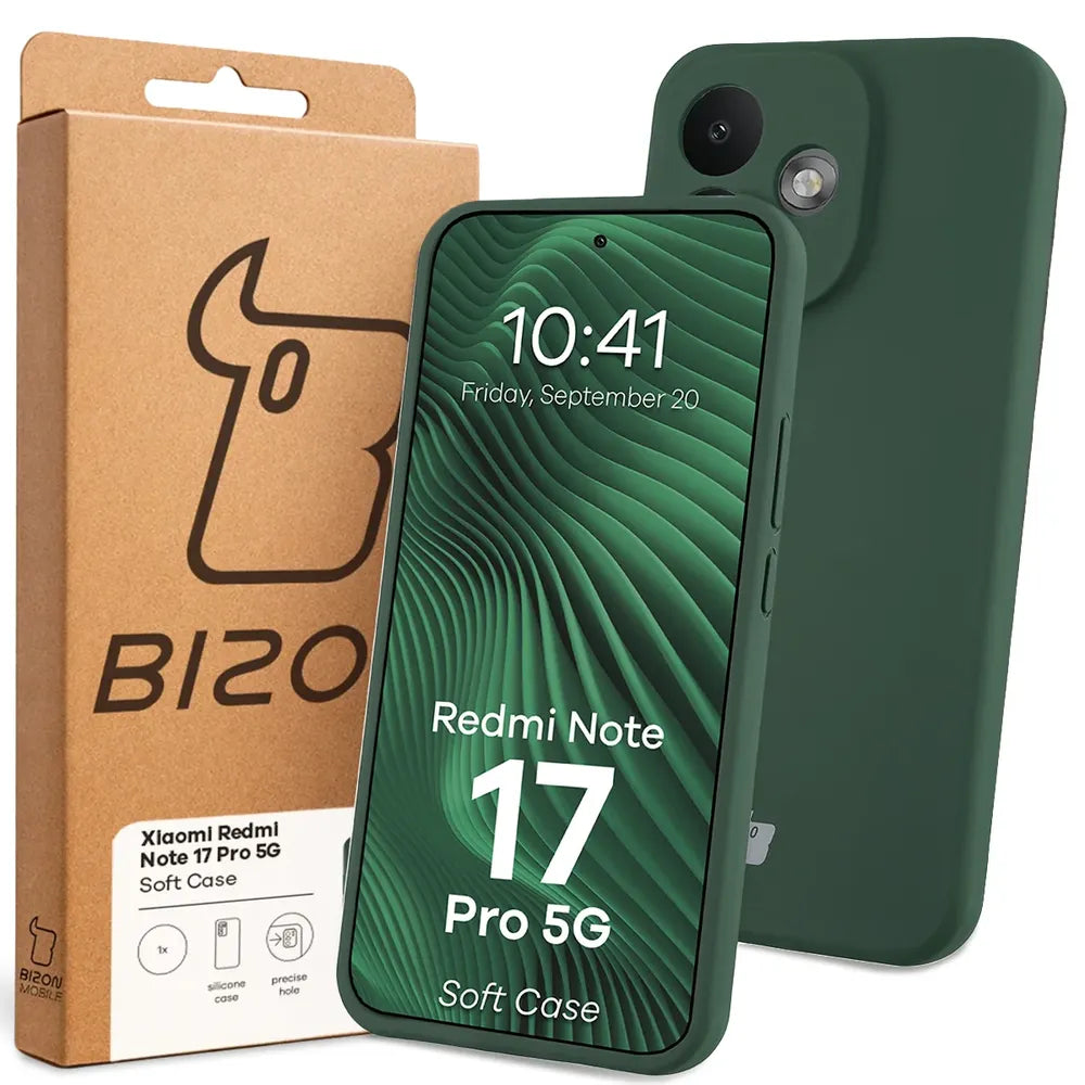 Silikon Handyhülle für Xiaomi Redmi Note 17 Pro 5G, Bizon Soft Case, Dunkelgrün (7/7)