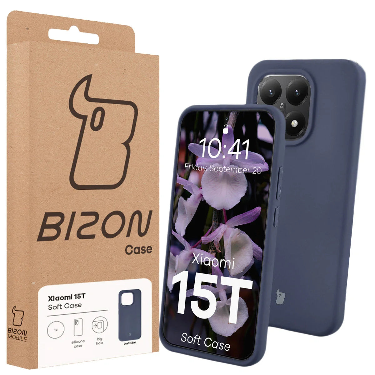 Silikon Handyhülle für Xiaomi 15T, Bizon Soft Case, Dunkelblau