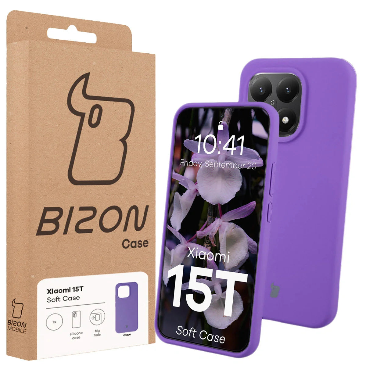 Silikon Handyhülle für Xiaomi 15T, Bizon Soft Case, Violett