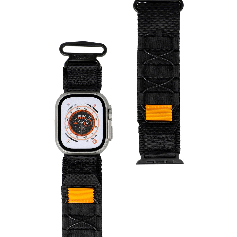 Sport-Armband für Apple Watch 44/45/46/49 mm, Bizon Strap Watch Adventure, Schwarz