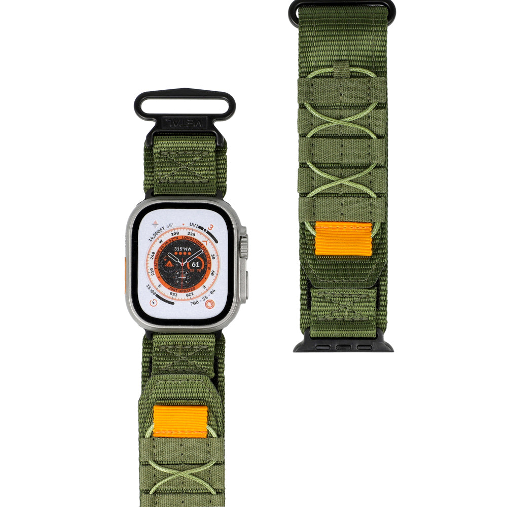 Sport-Armband für Apple Watch 42/44/45/49 mm, Bizon Strap Watch Adventure, Dunkelgrün