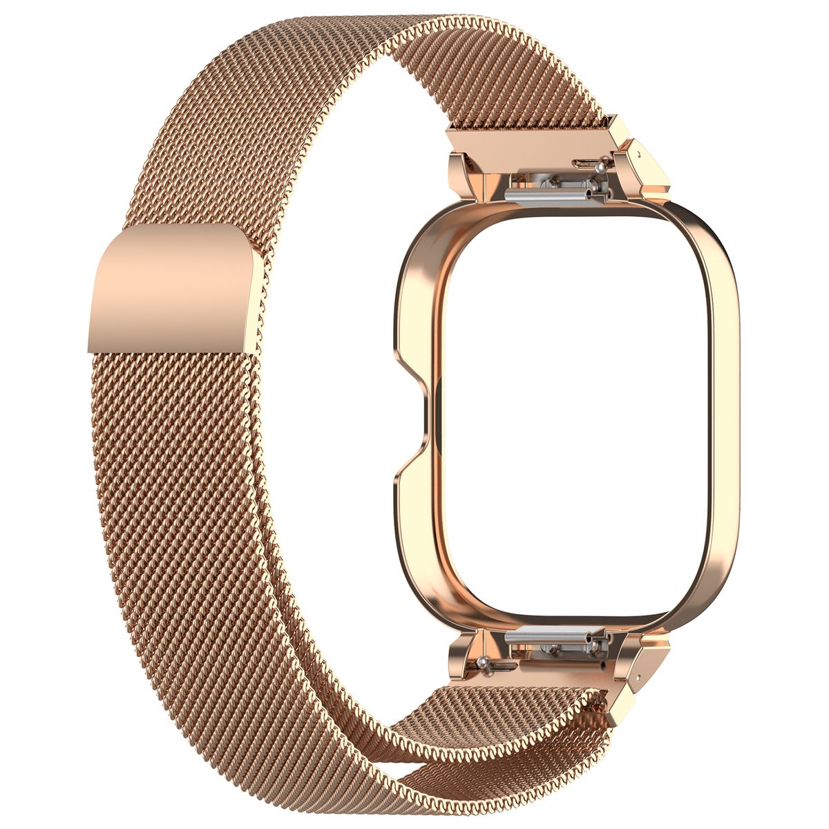 Schutzhülle mit Armband  für Xiaomi Redmi Watch 4, Bizon Strap + Case Watch Chain, Roségold