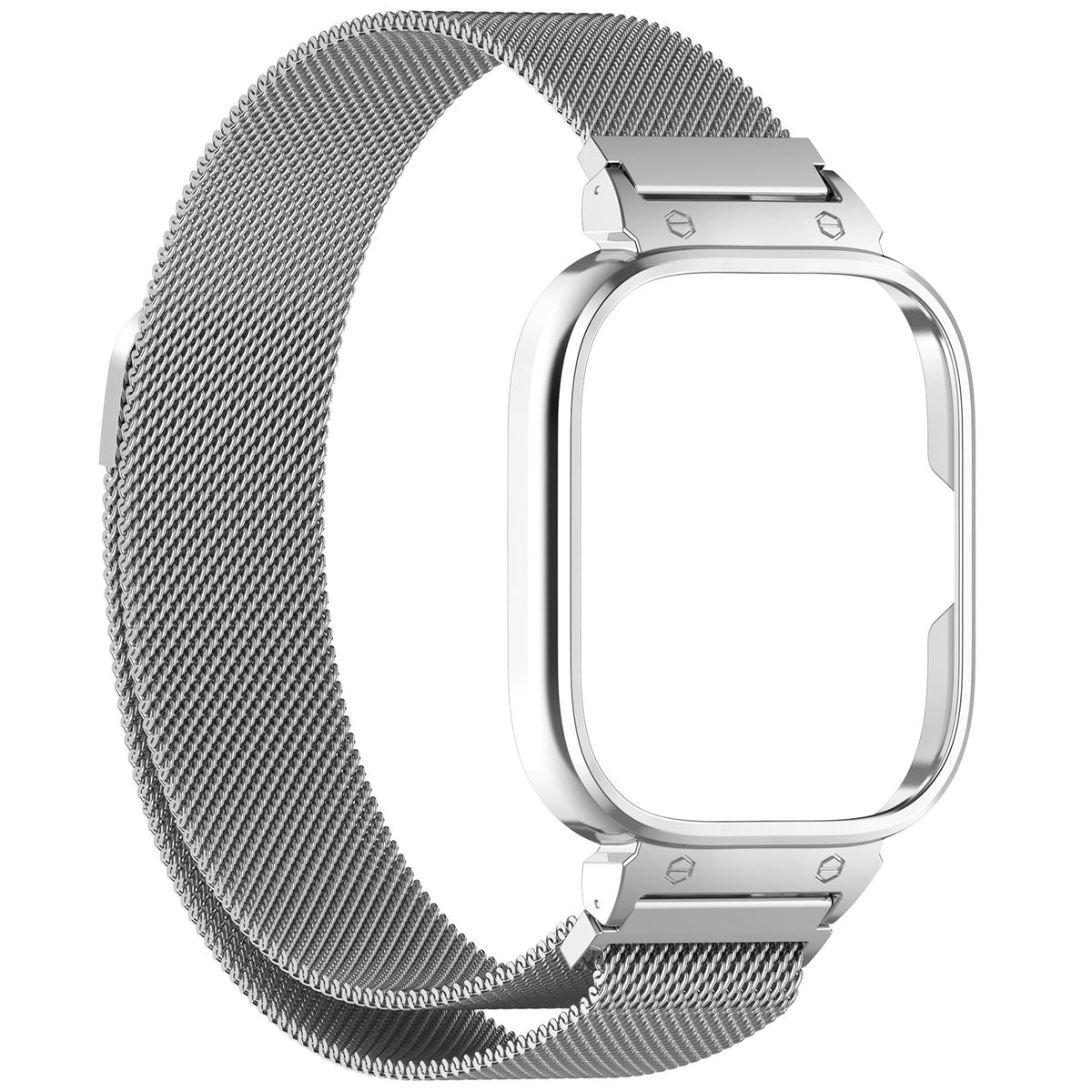 Schutzhülle mit Armband  für Xiaomi Redmi Watch 4/5, Bizon Strap + Case Watch Chain, Silber