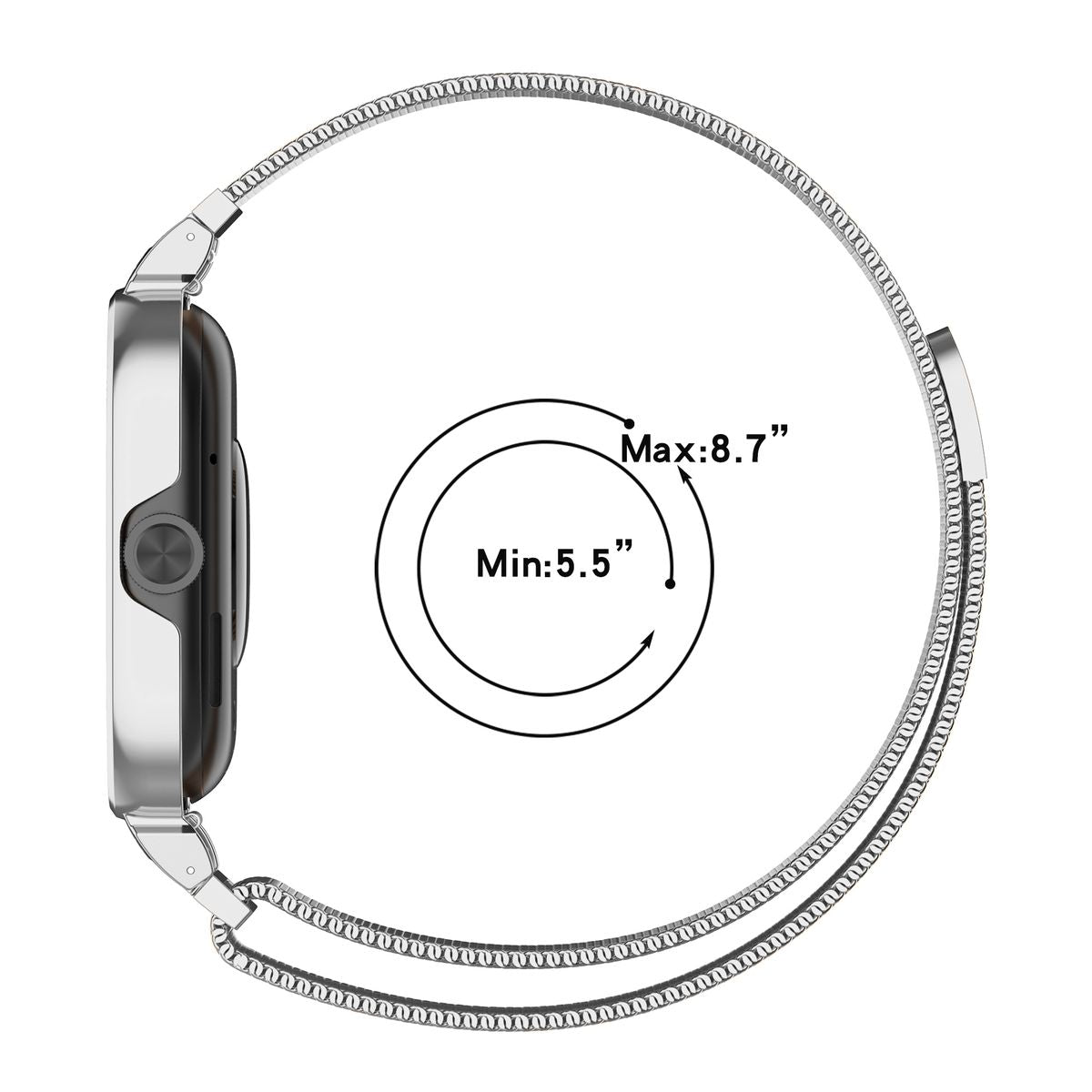 Schutzhülle mit Armband  für Xiaomi Redmi Watch 4/5, Bizon Strap + Case Watch Chain, Silber