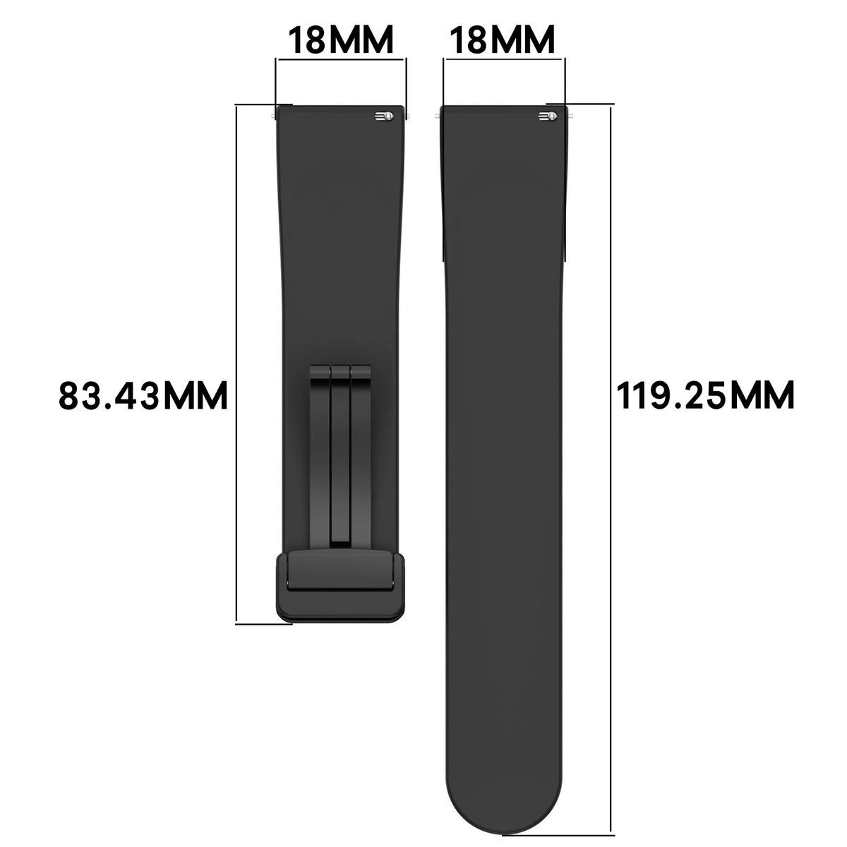 Armband für Smartwatch (18 mm), Bizon Strap Watch Silicone L, Schwarz