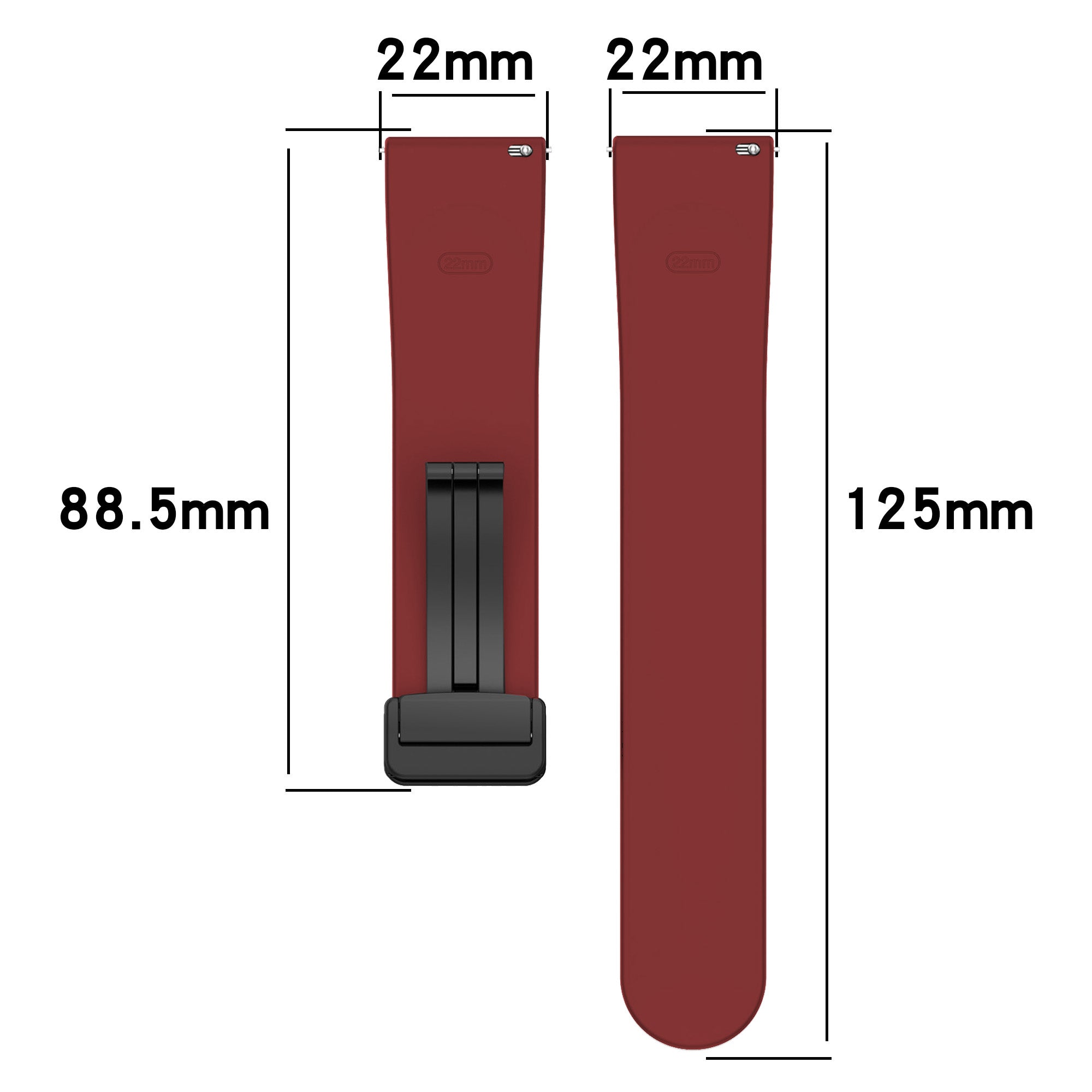 Armband für Smartwatch (22 mm), Bizon Strap Watch Silicone L, Burgunderrot