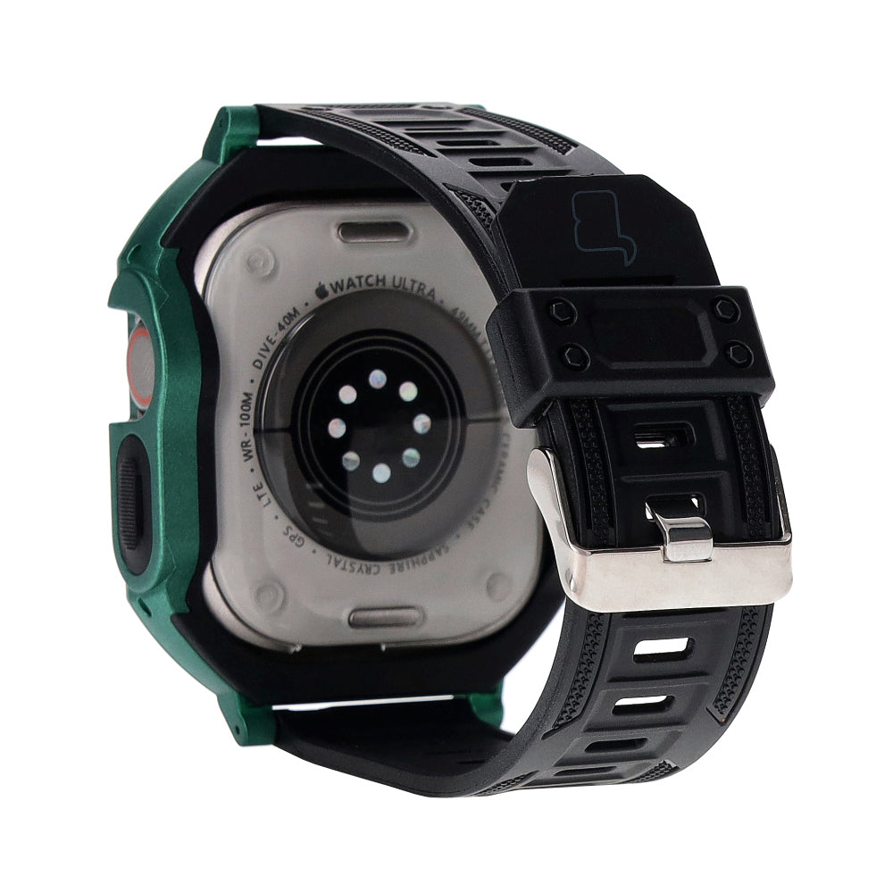 Schutzhülle mit Armband Bizon Strap + Case Watch Armor für Apple Watch Ultra 2/1 49 mm, Grün