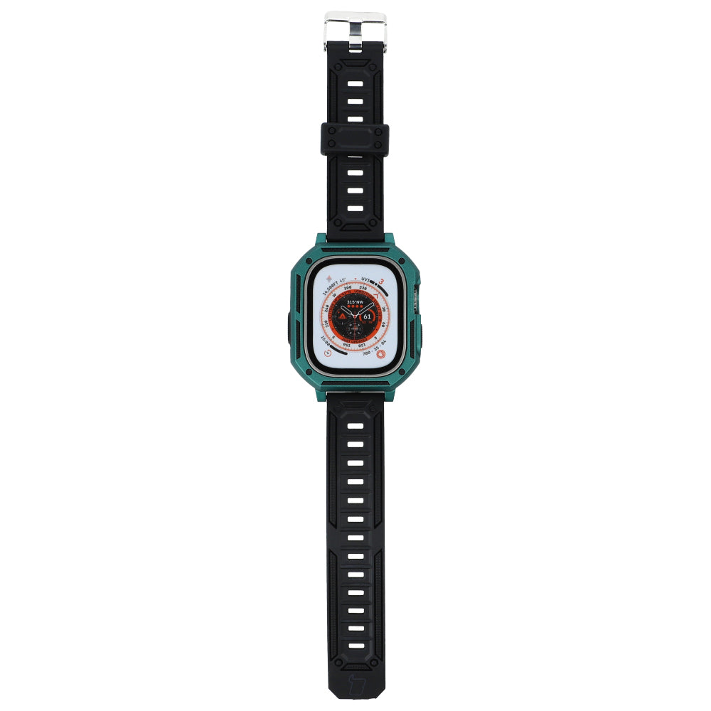 Schutzhülle mit Armband Bizon Strap + Case Watch Armor für Apple Watch Ultra 2/1 49 mm, Grün