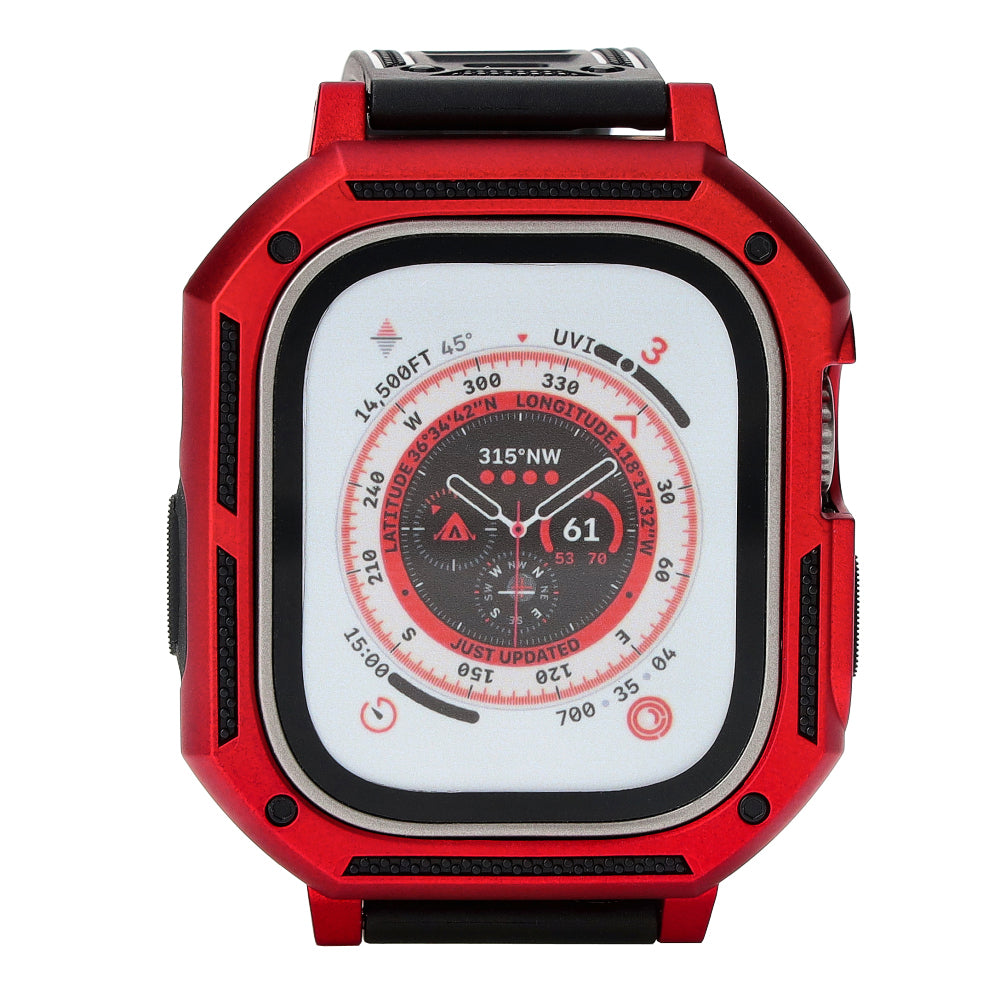 Schutzhülle mit Armband Bizon Strap + Case Watch Armor für Apple Watch Ultra 2/1 49 mm, Rot