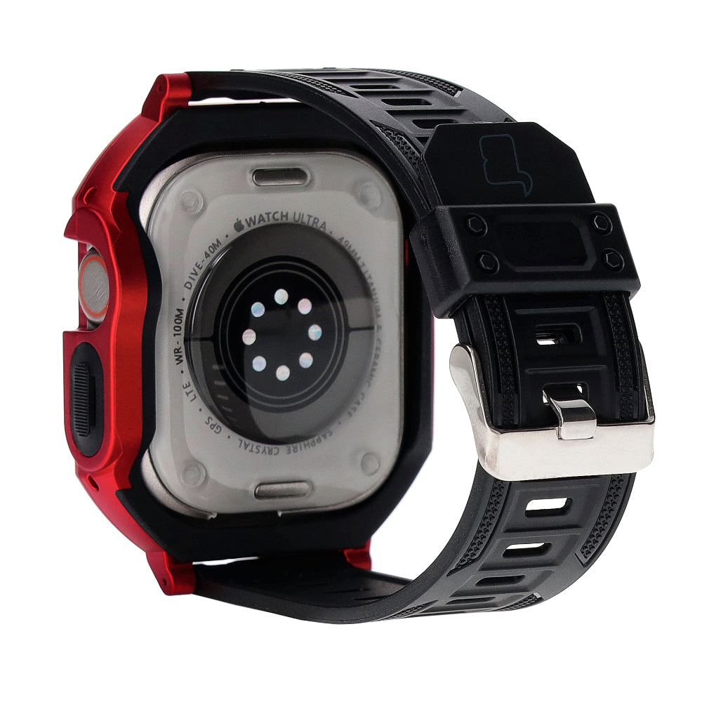 Schutzhülle mit Armband Bizon Strap + Case Watch Armor für Apple Watch Ultra 2/1 49 mm, Rot