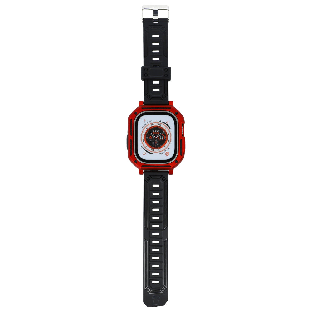 Schutzhülle mit Armband Bizon Strap + Case Watch Armor für Apple Watch Ultra 2/1 49 mm, Rot