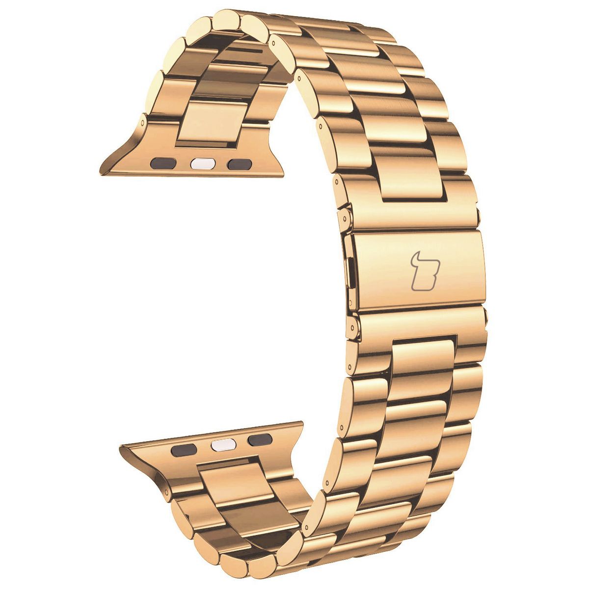 Elegantes rosa gold Edelstahlarmband für Apple Watch Modelle 49/46/45/44/42 mm, Bizon Strap Watch Aura.