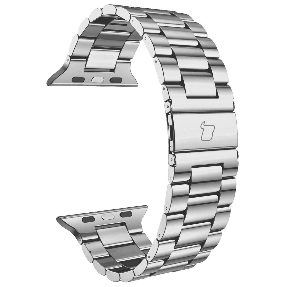 Edelstahl Armband für Apple Watch, elegantes silbernes Design, ideal für Modelle 49/46/45/44/42 mm.