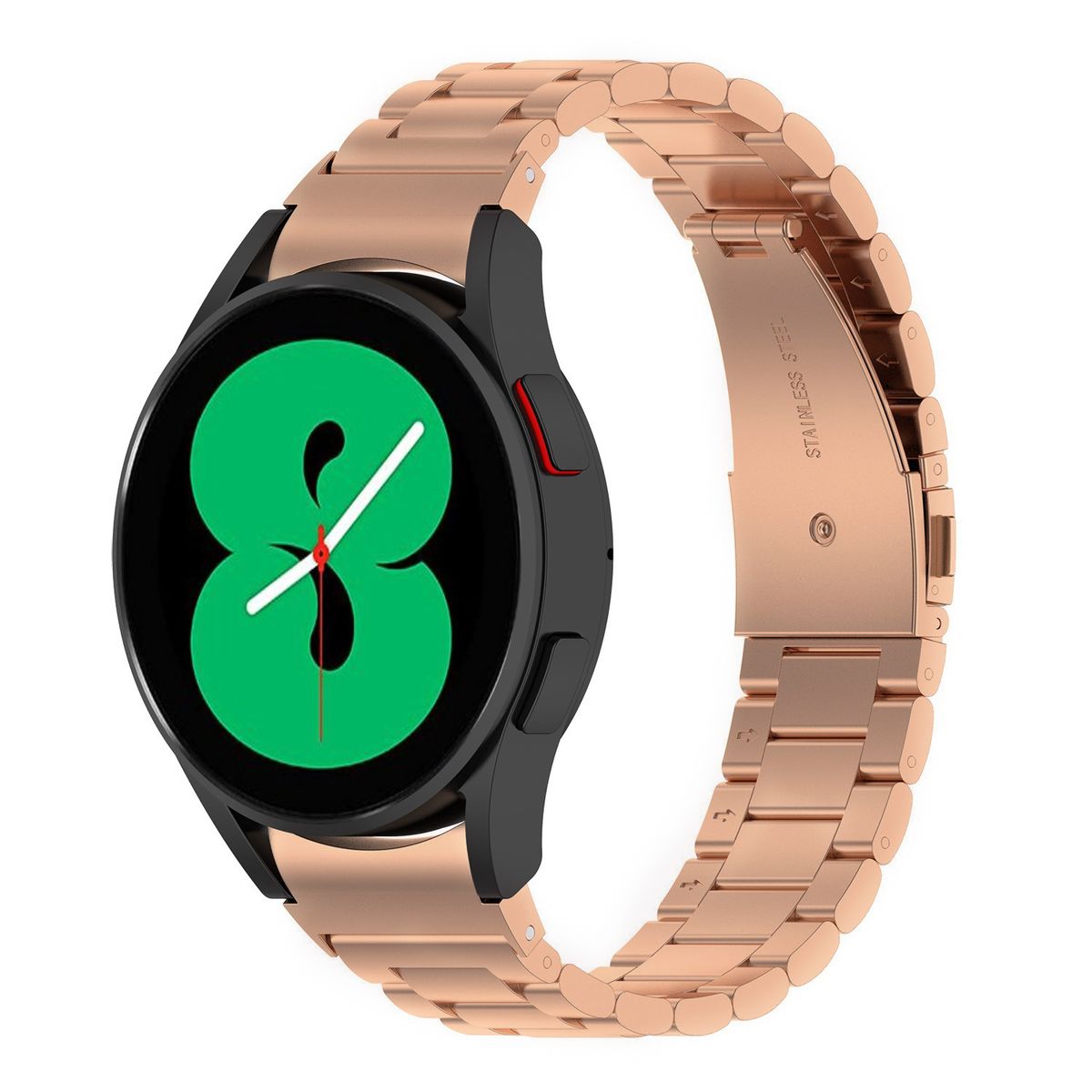 Edelstahl Armband für Galaxy Watch FE/7/6/6 Classic/5/5 Pro/4/4 Classic, Bizon Strap Watch Aura, Rosa Gold