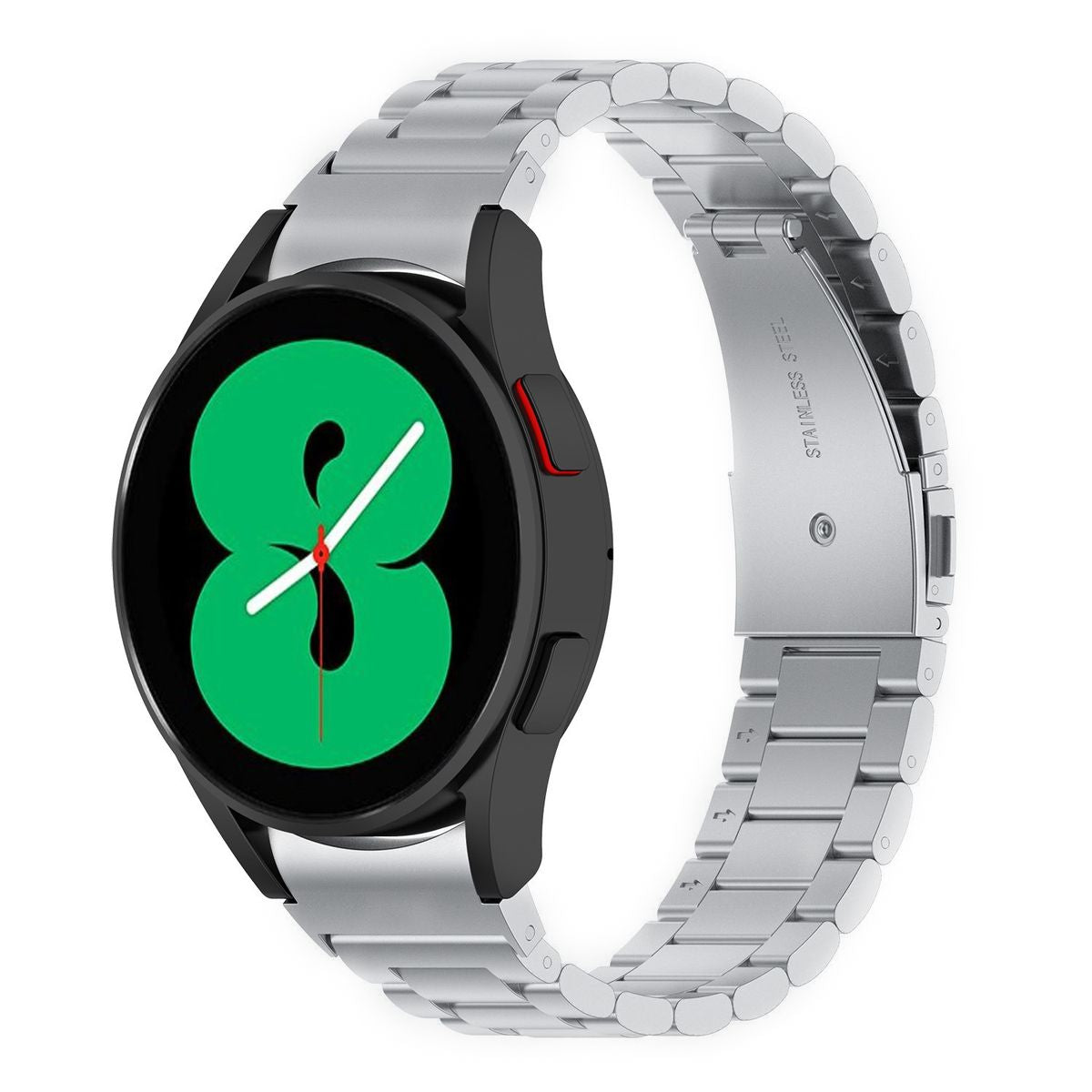 Edelstahl Armband für Galaxy Watch FE/7/6/6 Classic/5/5 Pro/4/4 Classic, Bizon Strap Watch Aura, Silbern