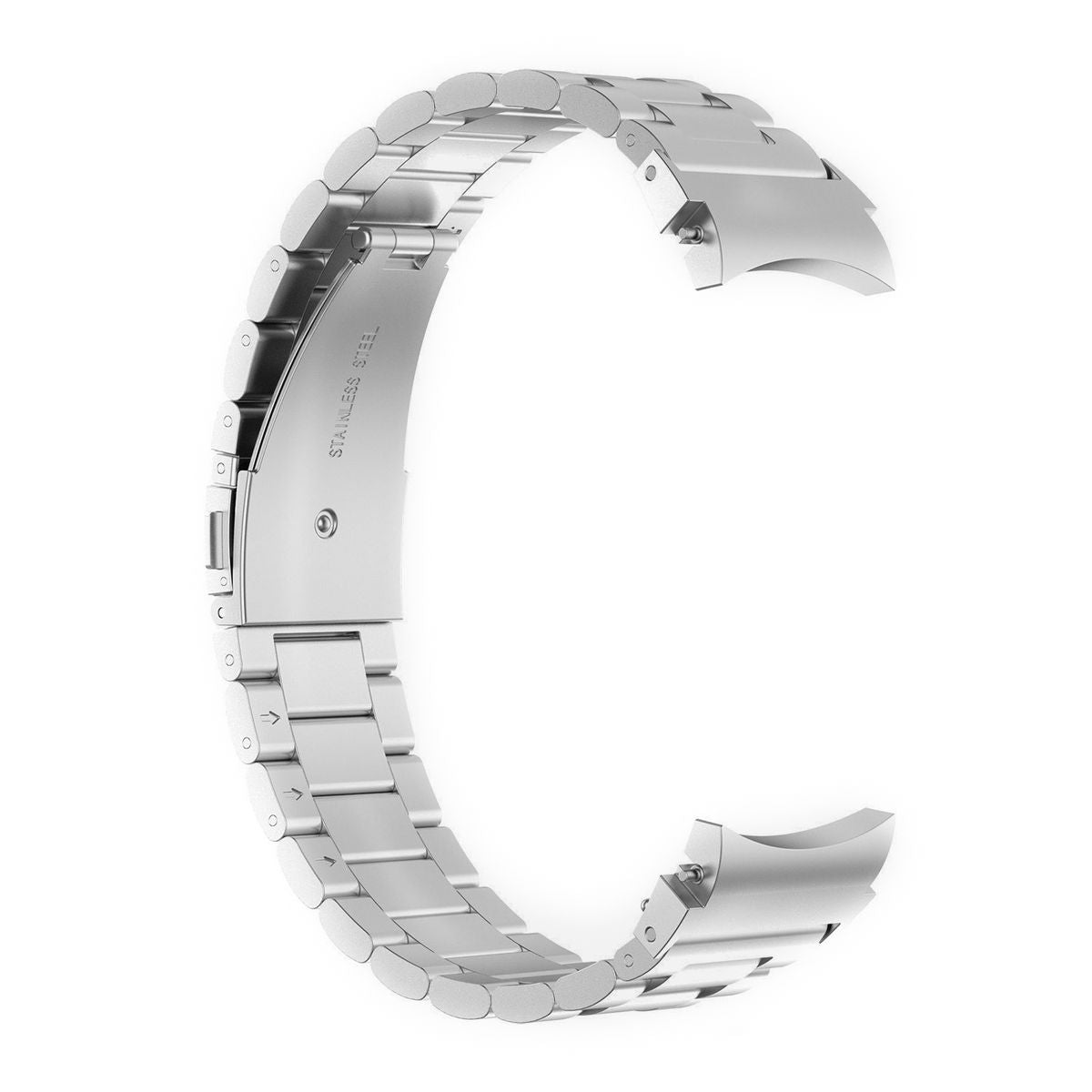 Edelstahl Armband für Galaxy Watch FE/7/6/6 Classic/5/5 Pro/4/4 Classic, Bizon Strap Watch Aura, Silbern