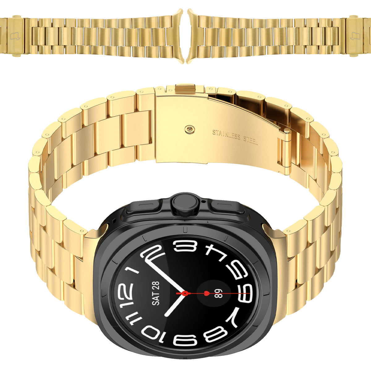 Edelstahl Armband für Galaxy Watch Ultra 2 / 1, Bizon Strap Watch Aura, Gold