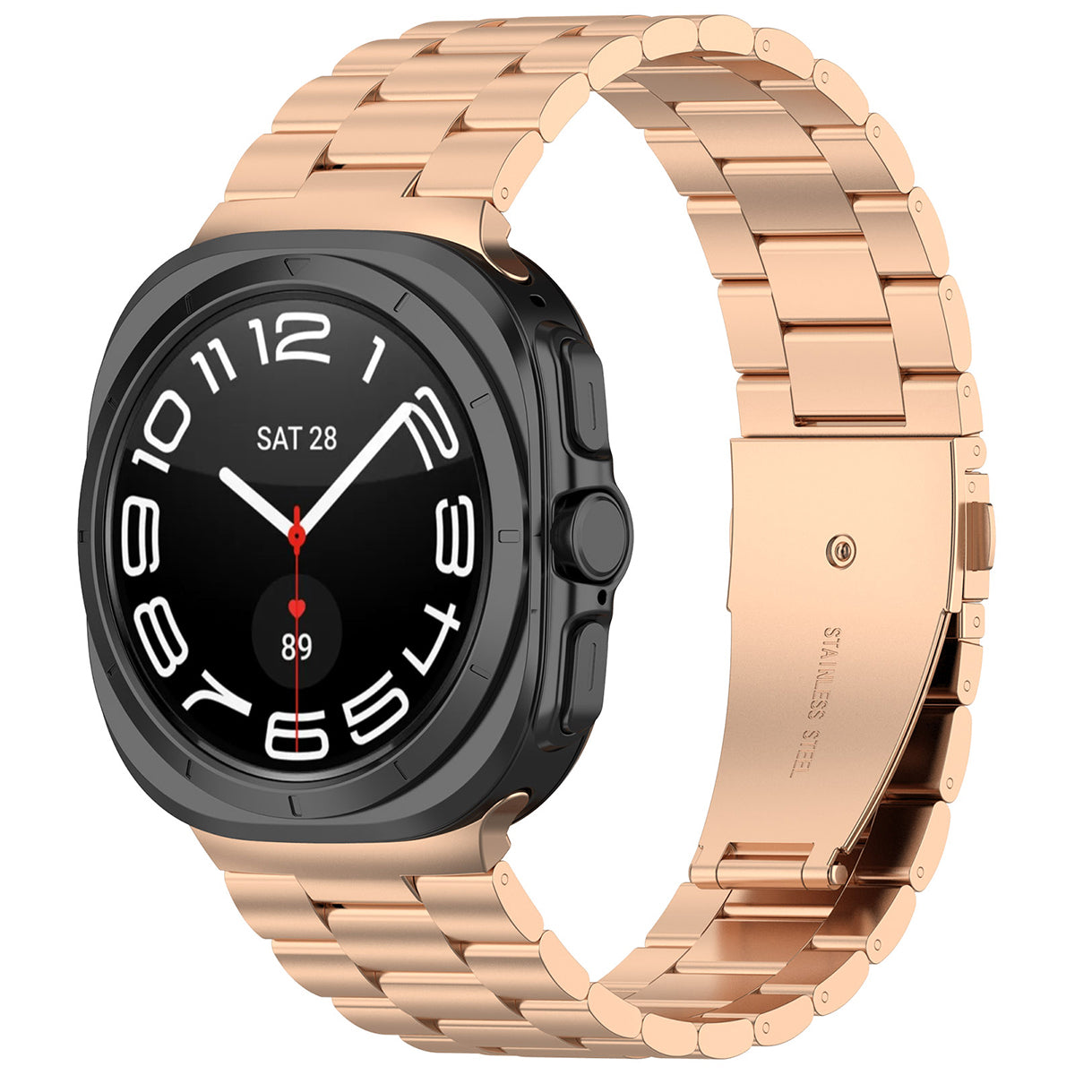Edelstahl Armband für Galaxy Watch Ultra 2 / 1, Bizon Strap Watch Aura, Rosa Gold