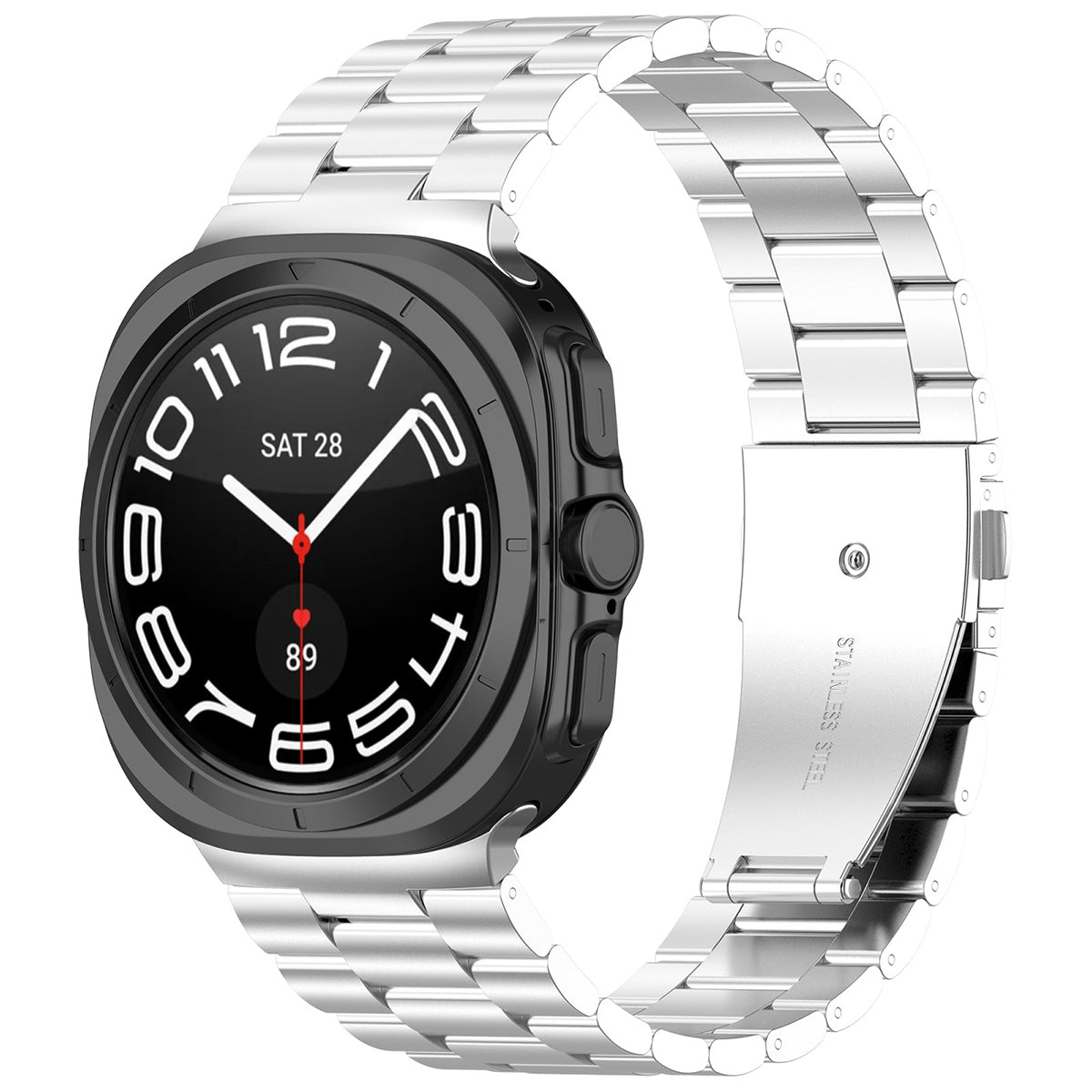 Edelstahl Armband für Galaxy Watch Ultra 2 / 1, Bizon Strap Watch Aura, Silbern