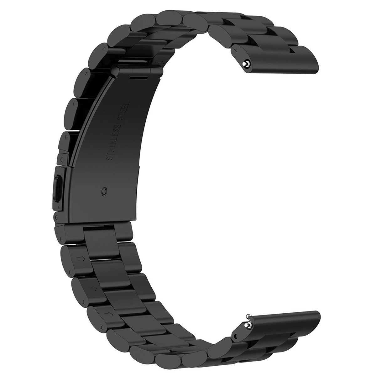 Edelstahl Armband für Smartwatch, Bizon Strap Watch Aura, QuickRelease 20 mm, Schwarz