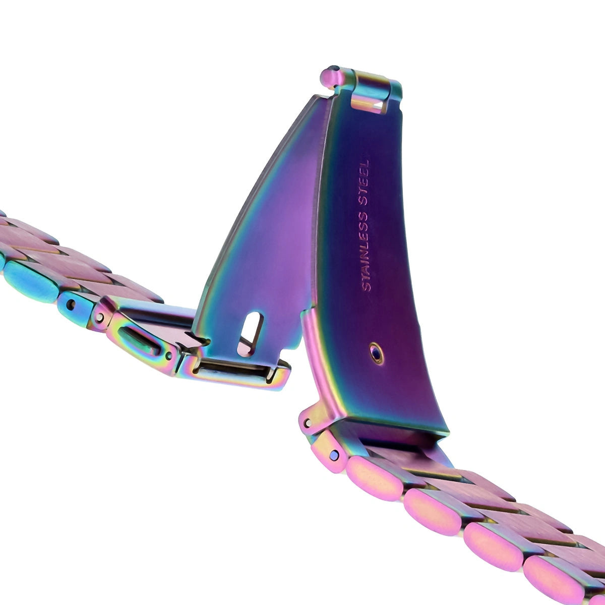 Edelstahl Armband für Smartwatch, Bizon Strap Watch Aura, QuickRelease 20 mm, Regenbogenfarbe