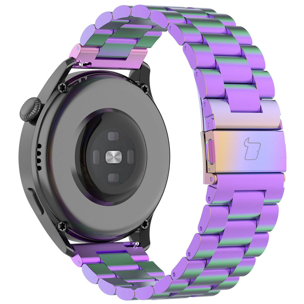 Edelstahl Armband für Smartwatch, Bizon Strap Watch Aura, QuickRelease 20 mm, Regenbogenfarbe