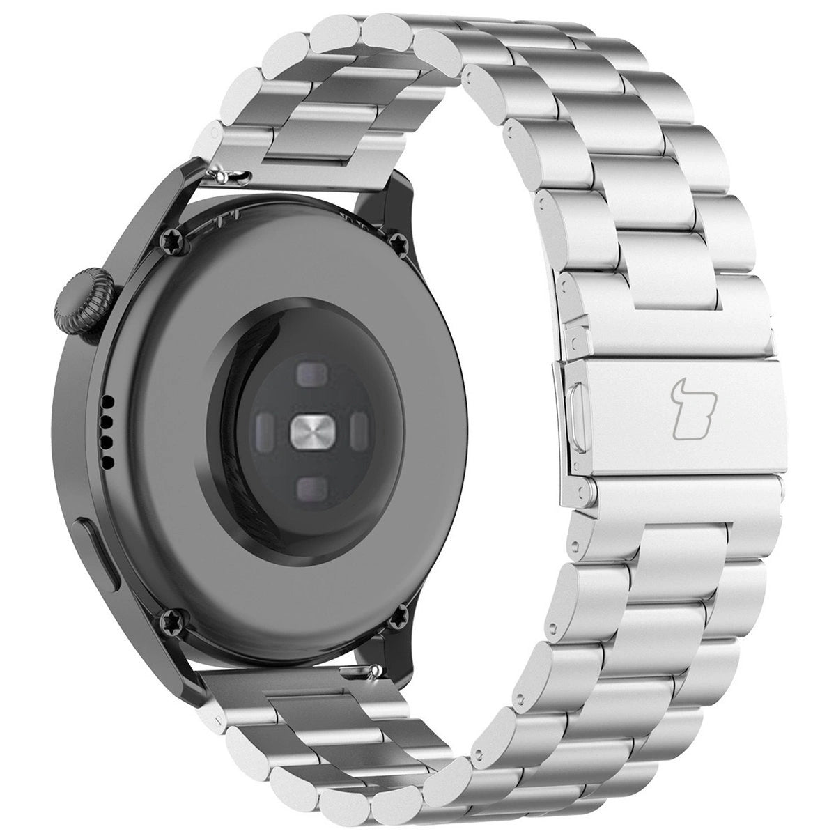 Edelstahl Armband für Smartwatch, Bizon Strap Watch Aura, QuickRelease 20 mm, Silbern
