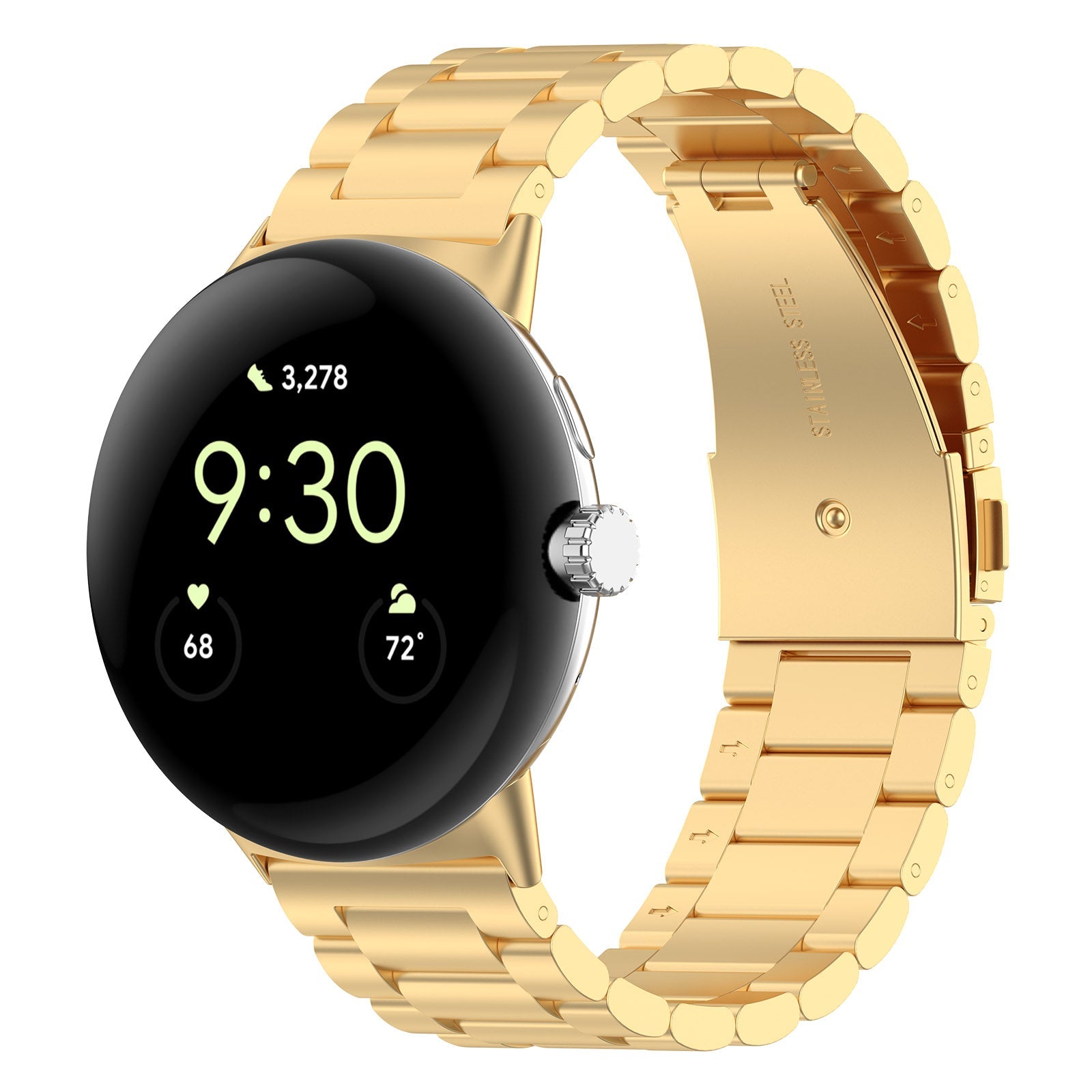 Edelstahl Armband für Google Pixel Watch 4/3 45 mm, Bizon Strap Watch Aura, Gold